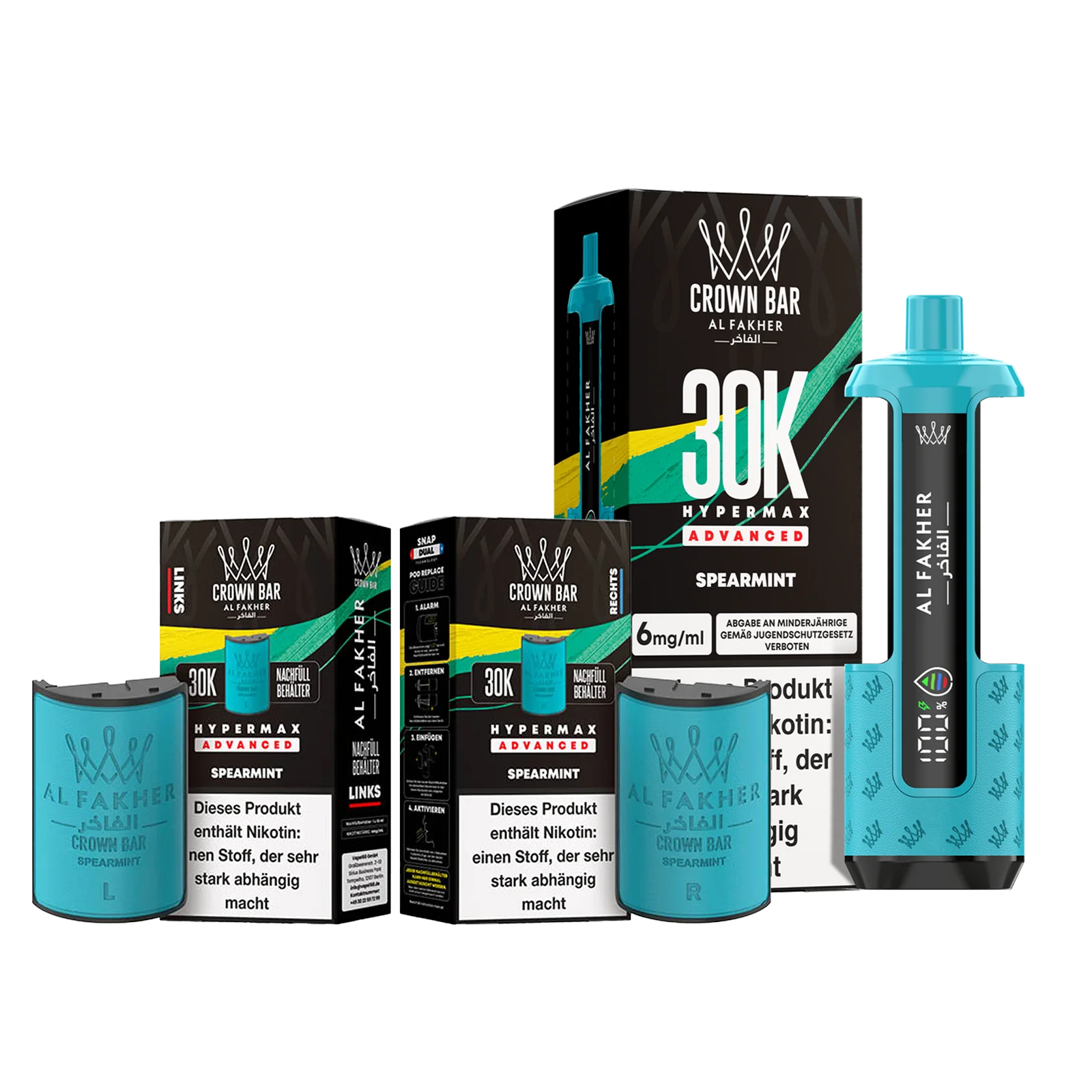 Al Fakher - Crown Bar - Hypermax - Advanced - 30K - Spearmint 1