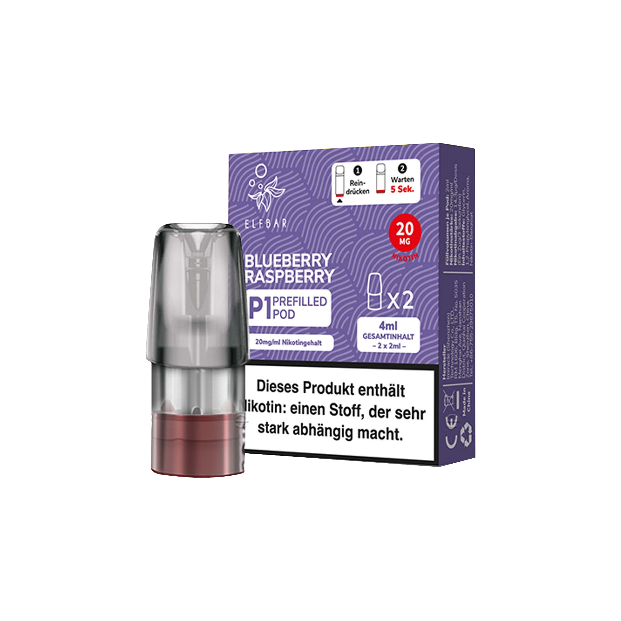 Elf Bar Mate500 P1 Blueberry Raspberry Prefilled Pod | Online bestellen 2