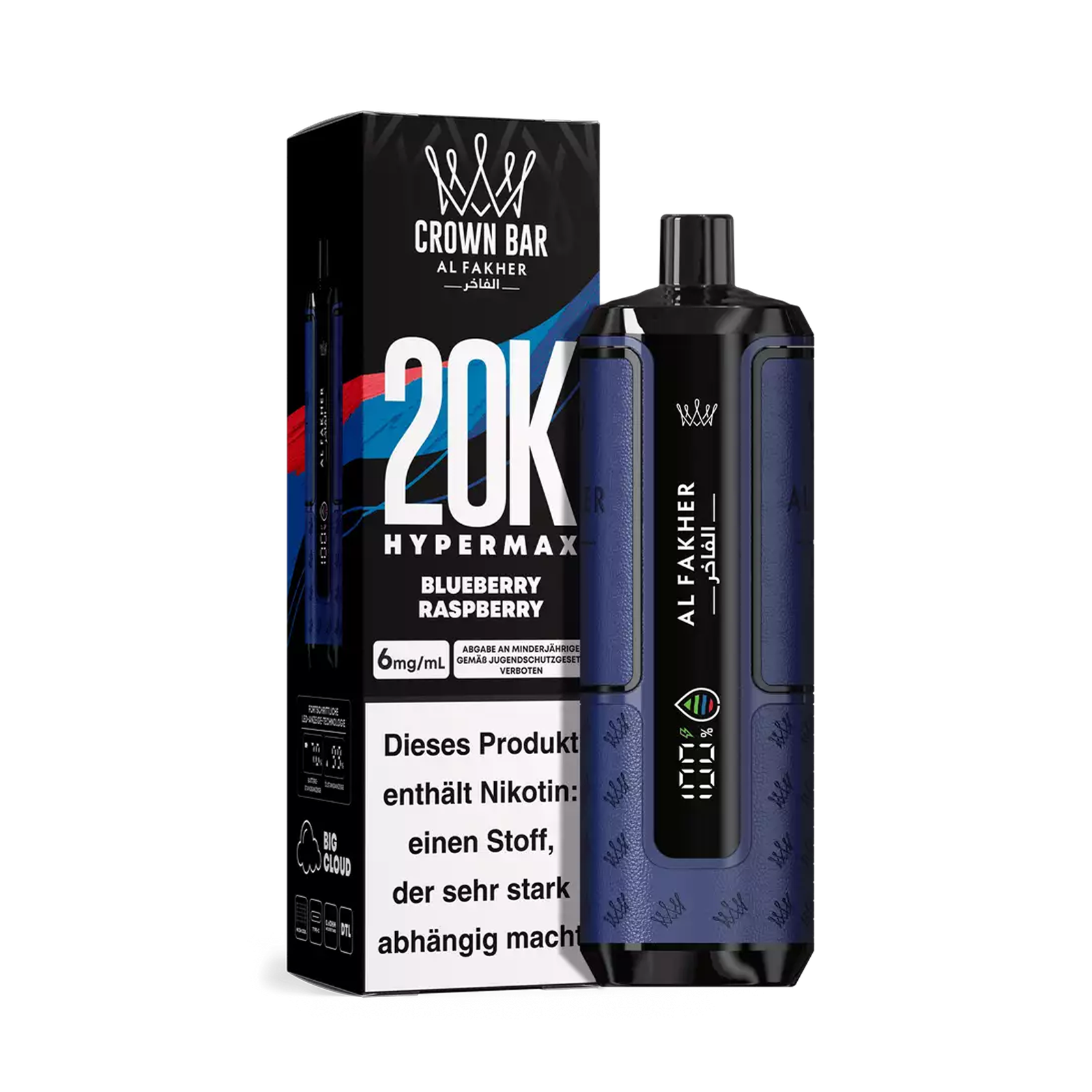 Al Fakher - Crown Bar - Hypermax - 20k - Blueberry Raspberry1