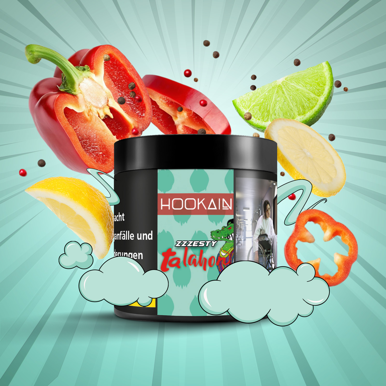 Hookain ZZZesty Talahon 50g &ndash; Paprika, Pfeffer, Limette & Zitrone Shishatabak  1