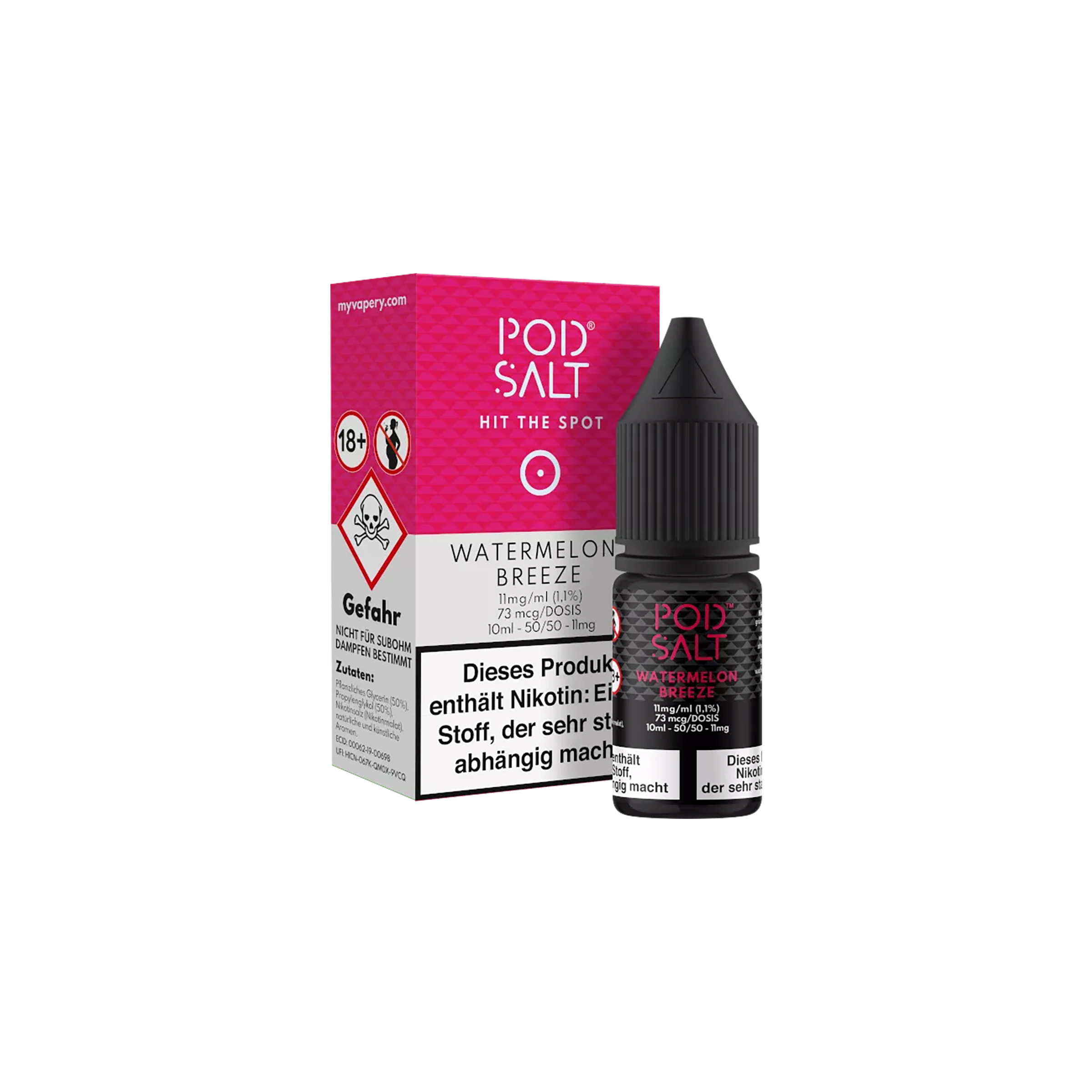 Pod Salt - E-Liquid - NicSalt - Watermelon Breeze - 10 ml - 11 mg