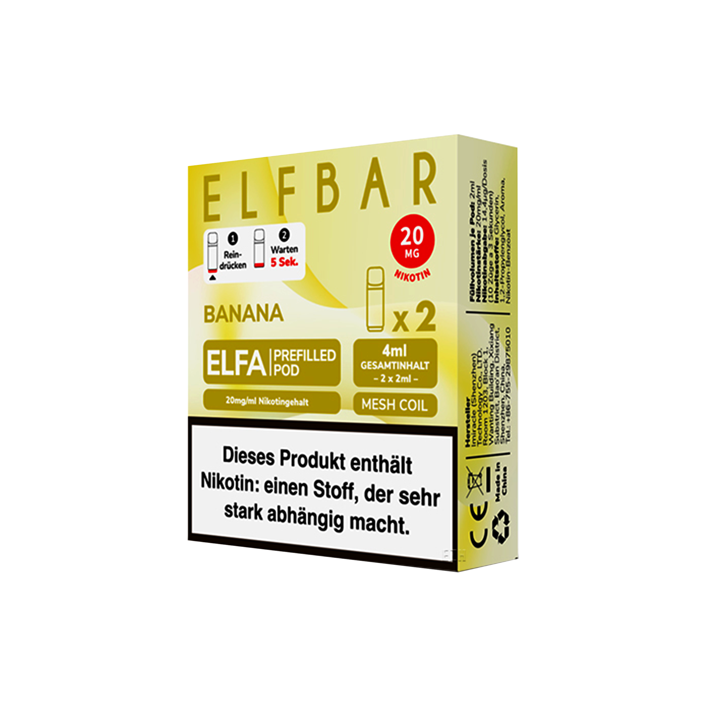 Elf Bar ELFA CP Prefilled Pod Banana | Neue Liquid Sorten