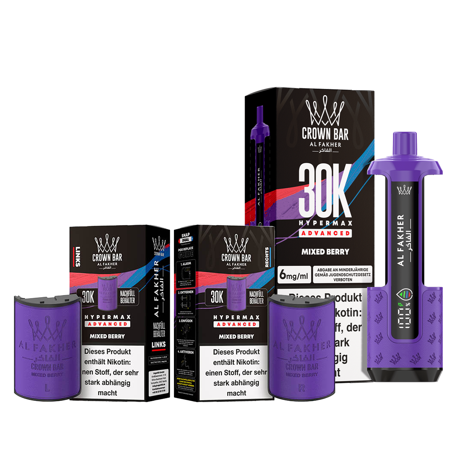 Al Fakher - Crown Bar - Hypermax - Advanced - 30K - Mixed Berry 1