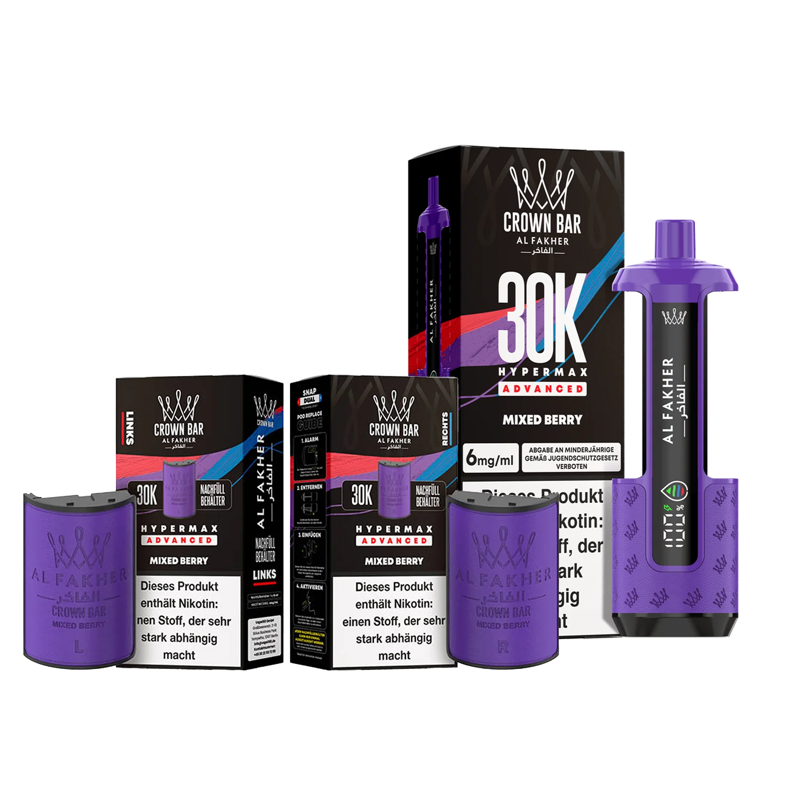 Al Fakher - Crown Bar - Hypermax - Advanced - 30K - Mixed Berry 1