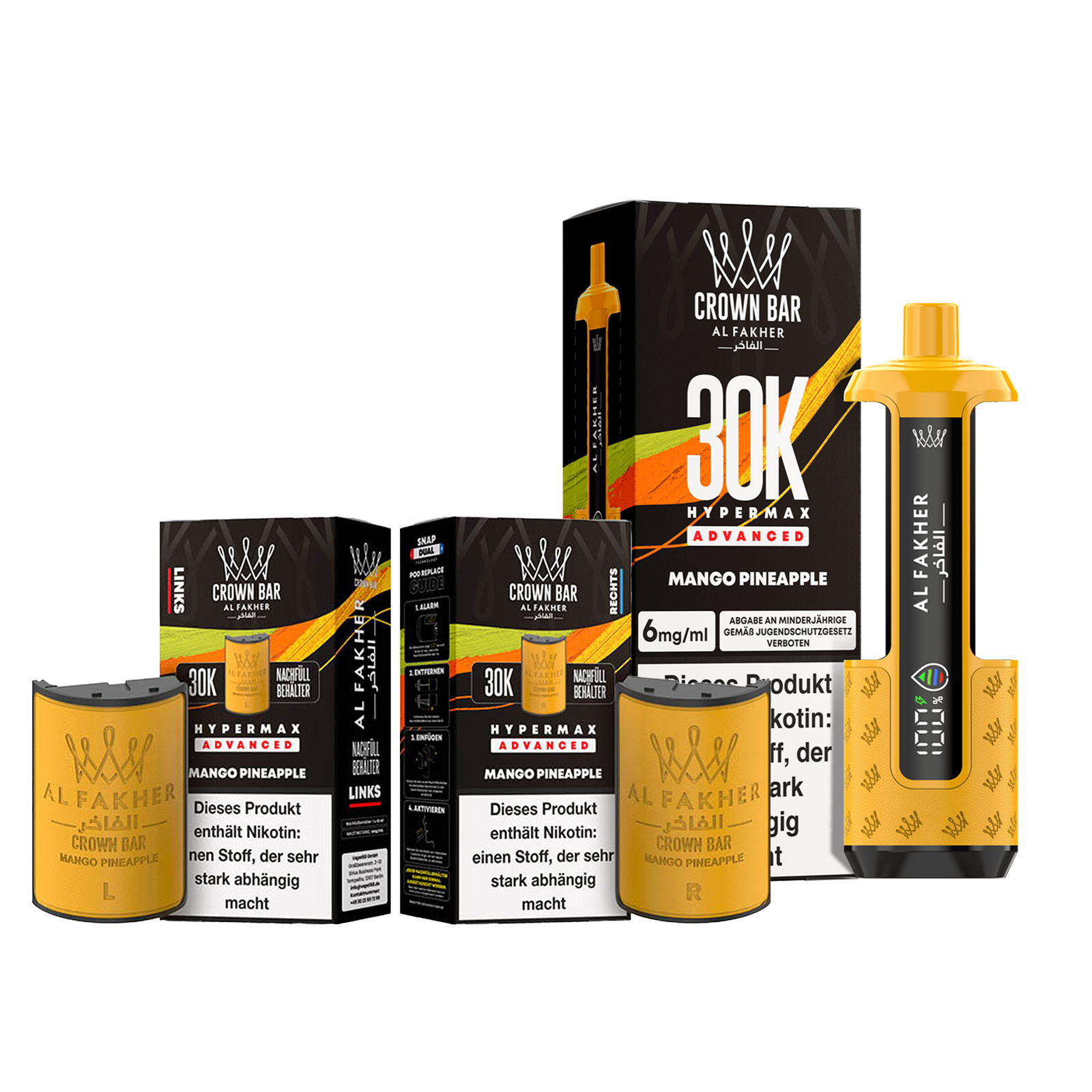 Al Fakher - Crown Bar - Hypermax - Advanced - 30K - Mango Pineapple 1