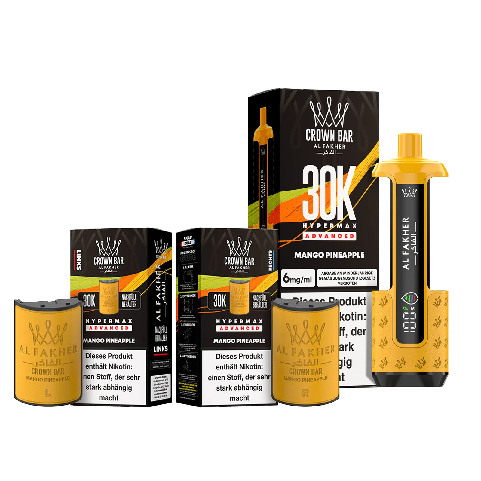 Al Fakher - Crown Bar - Hypermax - Advanced - 30K - Mango Pineapple 1