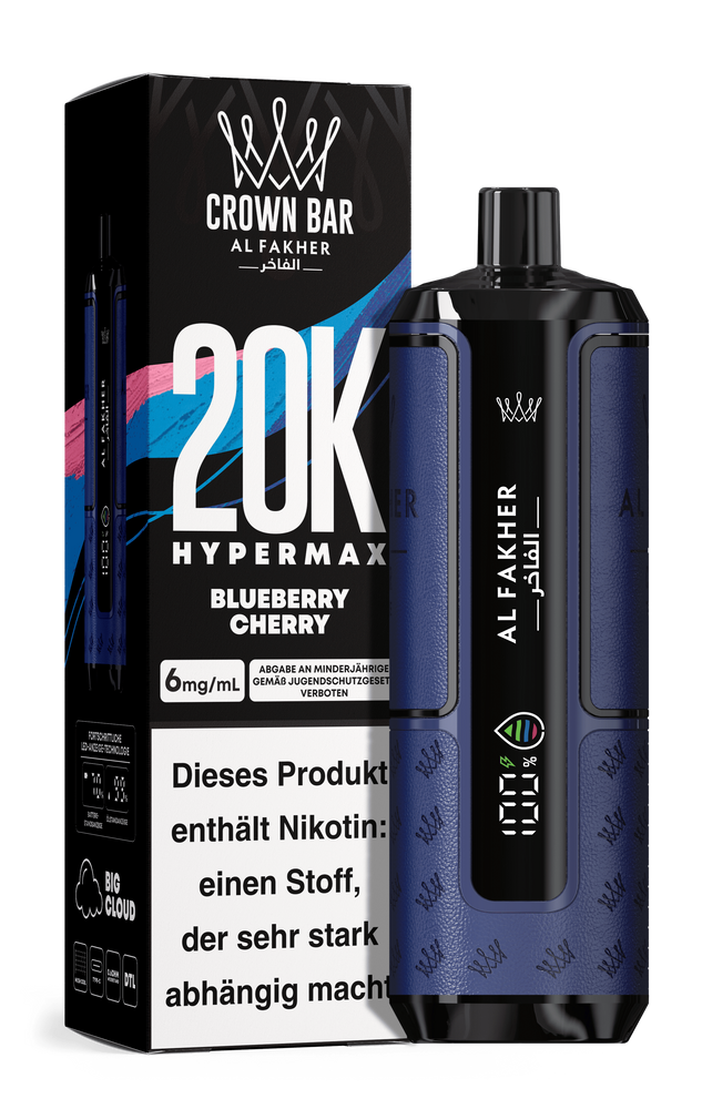 Al Fakher - Crown Bar - Hypermax - 20k - Blueberry Cherry 1