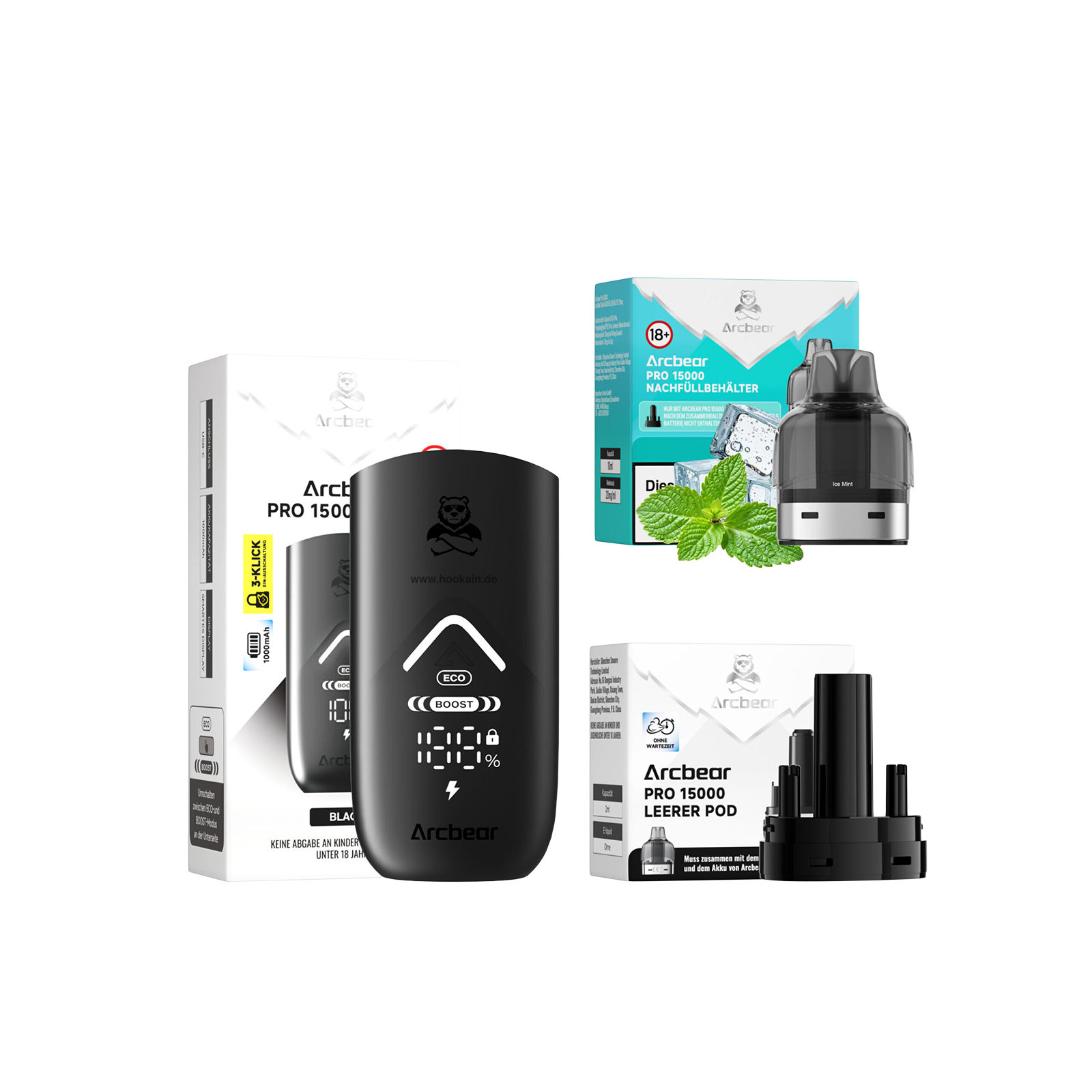 Arcbear Ice Mint Starter Kit 10ml – 15.000 Puffs, Dual Mesh Coil
