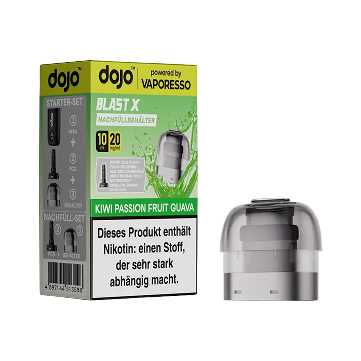 Vaporesso - Dojo Blast X - Pod 10ml -  Kiwi Passionfruit Guava - 20mg1-1-1-