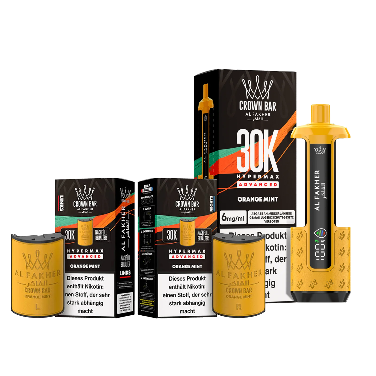 Al Fakher - Crown Bar - Hypermax - Advanced - 30K - Orange Mint 1 Al Fakher - Crown Bar - Hypermax - Advanced - 30K - Orange Mint 1