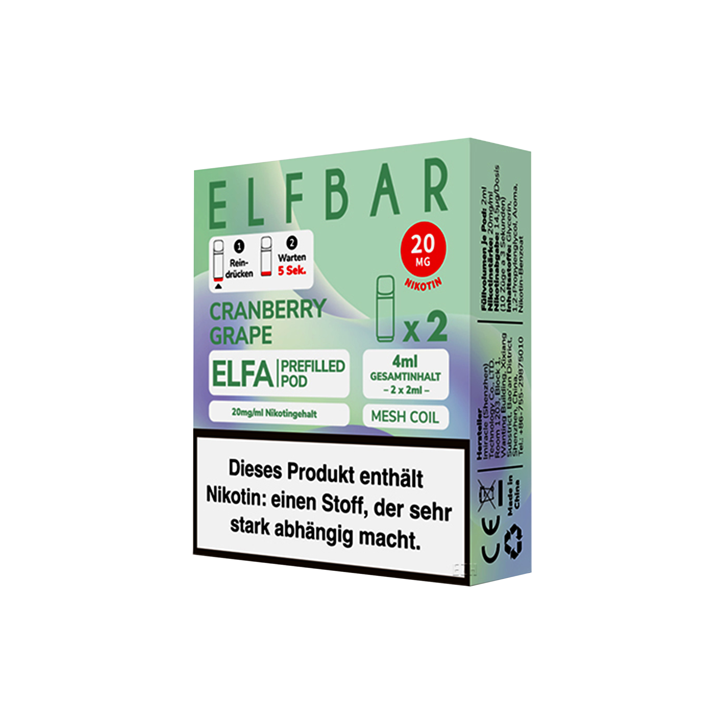 Elf Bar ELFA CP Prefilled Pod Cranberry Grape | Neue Liquid Sorten