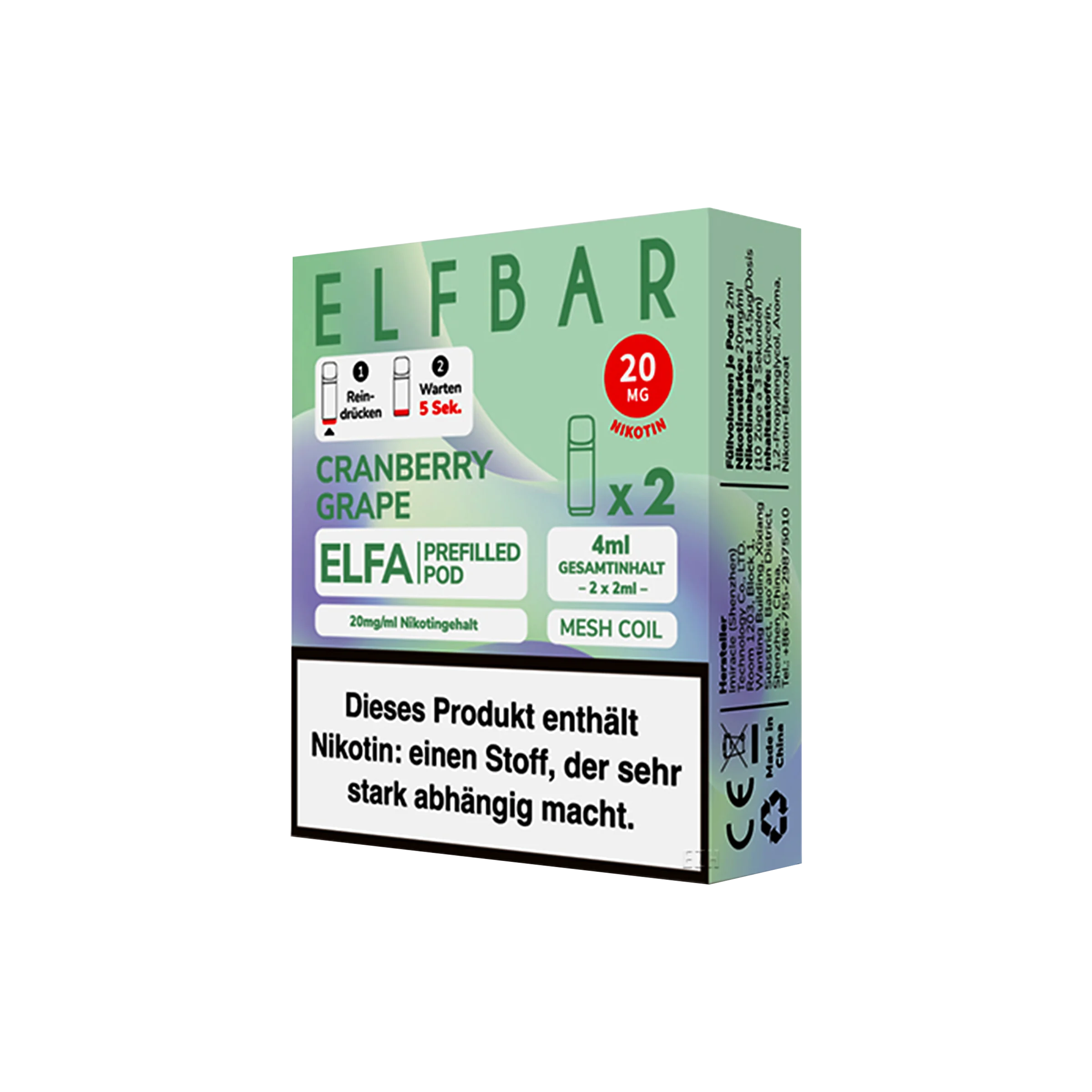 Elf Bar ELFA CP Prefilled Pod Cranberry Grape | Neue Liquid Sorten