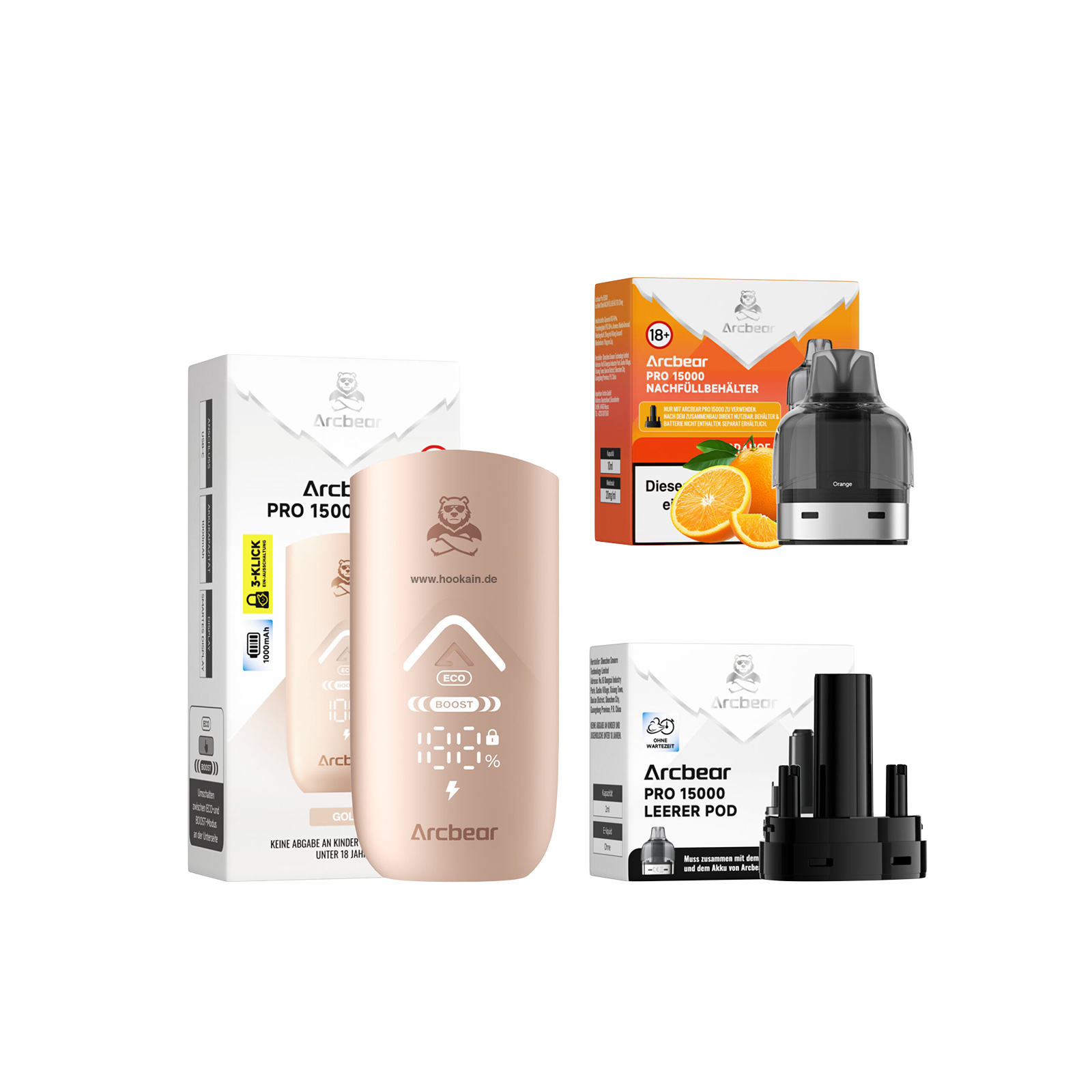 Arcbear Starter Kit Orange 12ml Pod-System – bis 15000 Puffs