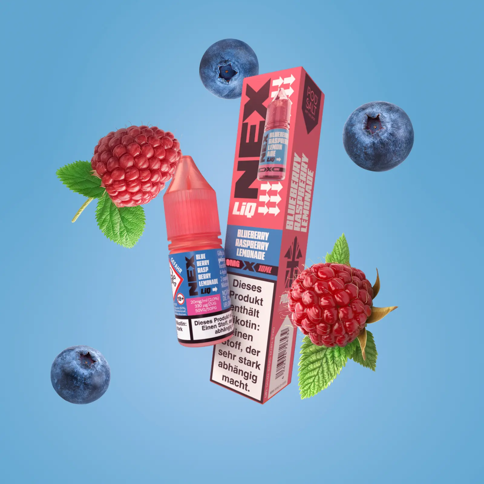 NexLiq - Pod Salt- NicSalt - 10 ml 0 mg Blueberry Raspberry Lemonade 1