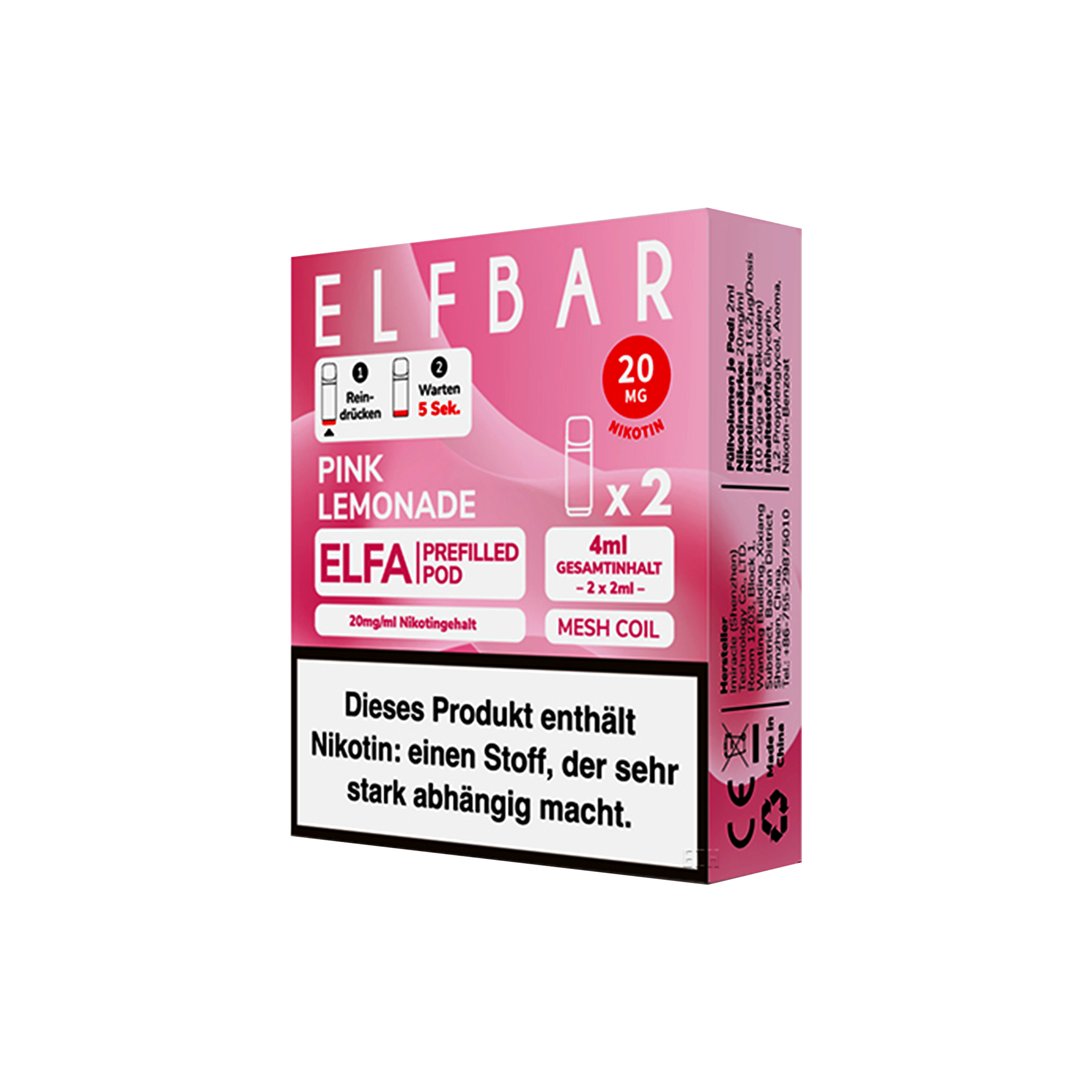 Elf Bar ELFA CP Prefilled Pod Pink Lemonade | Neue Liquid Sorten