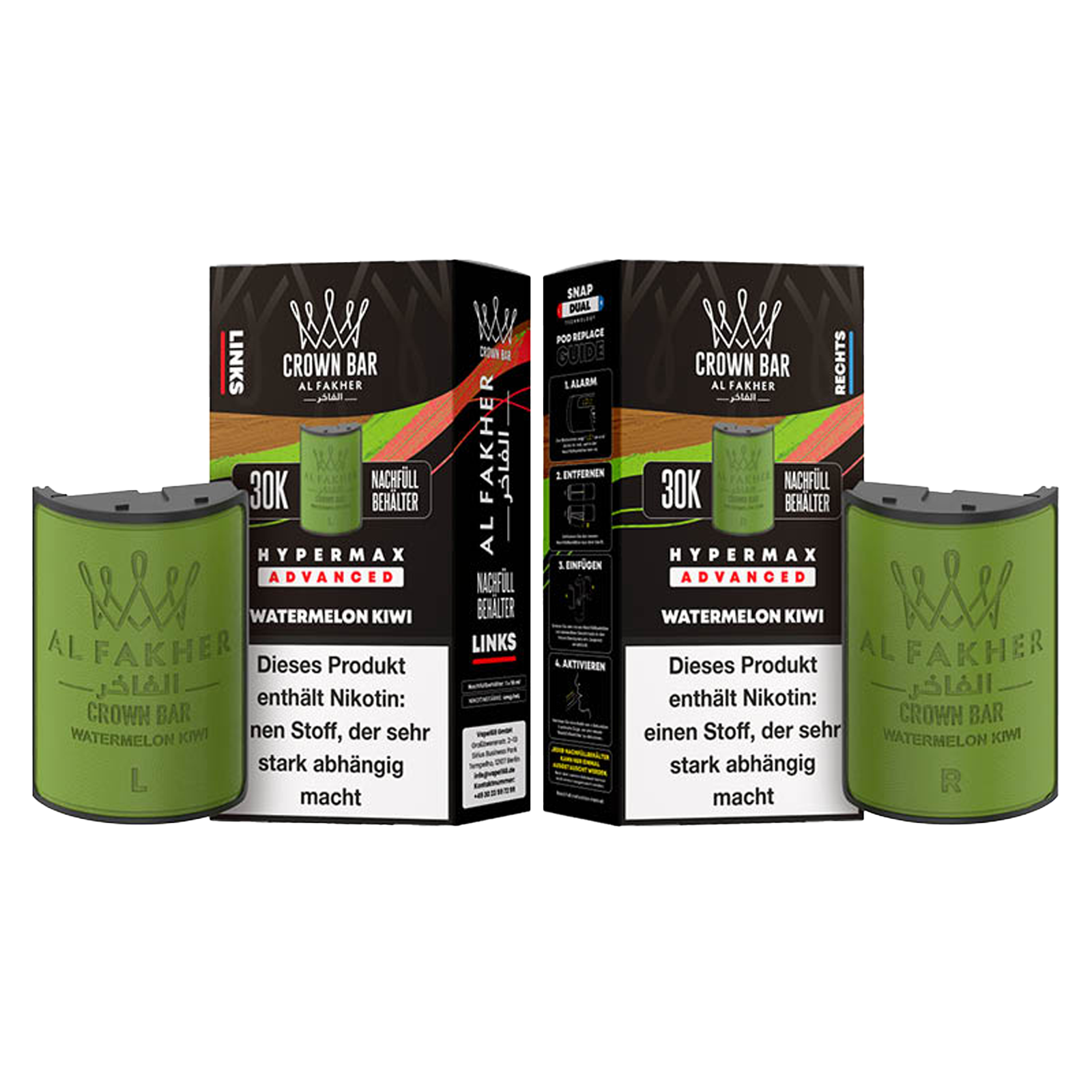 Al Fakher - Crown Bar - Hypermax - Advanced - 30K - Watermelon Kiwi 3