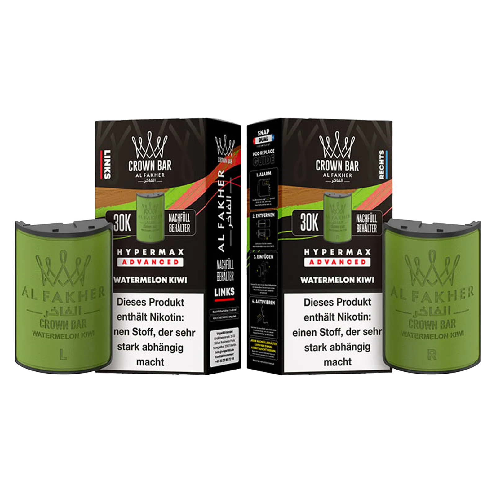 Al Fakher - Crown Bar - Hypermax - Advanced - 30K - Watermelon Kiwi 3