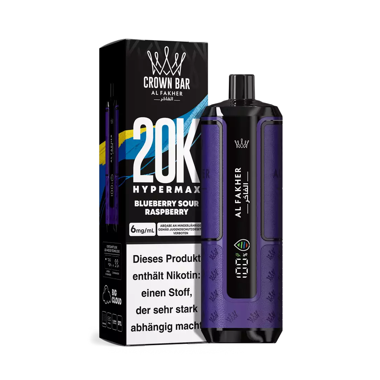 Al Fakher - Crown Bar - Hypermax - 20k - Blueberry Sour Raspberry1