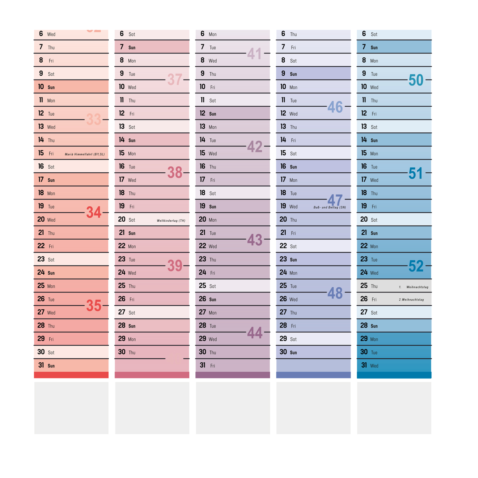 Hookain Wandkalender 2025 &ndash; XXL A1 Kalender mit allen Terminen & Feiertagen  2