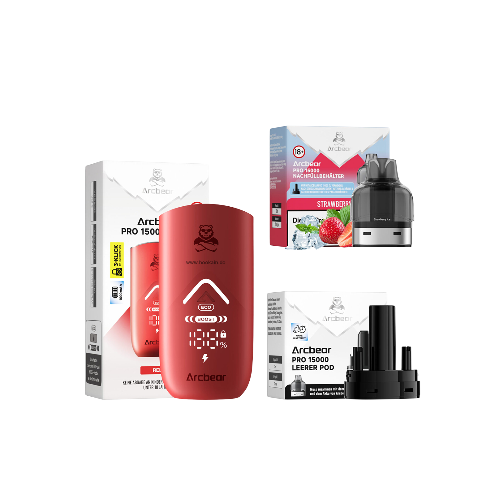 Arcbear Starter Kit Strawberry Ice 10 ml Pod-System – bis zu 15 000 Züge