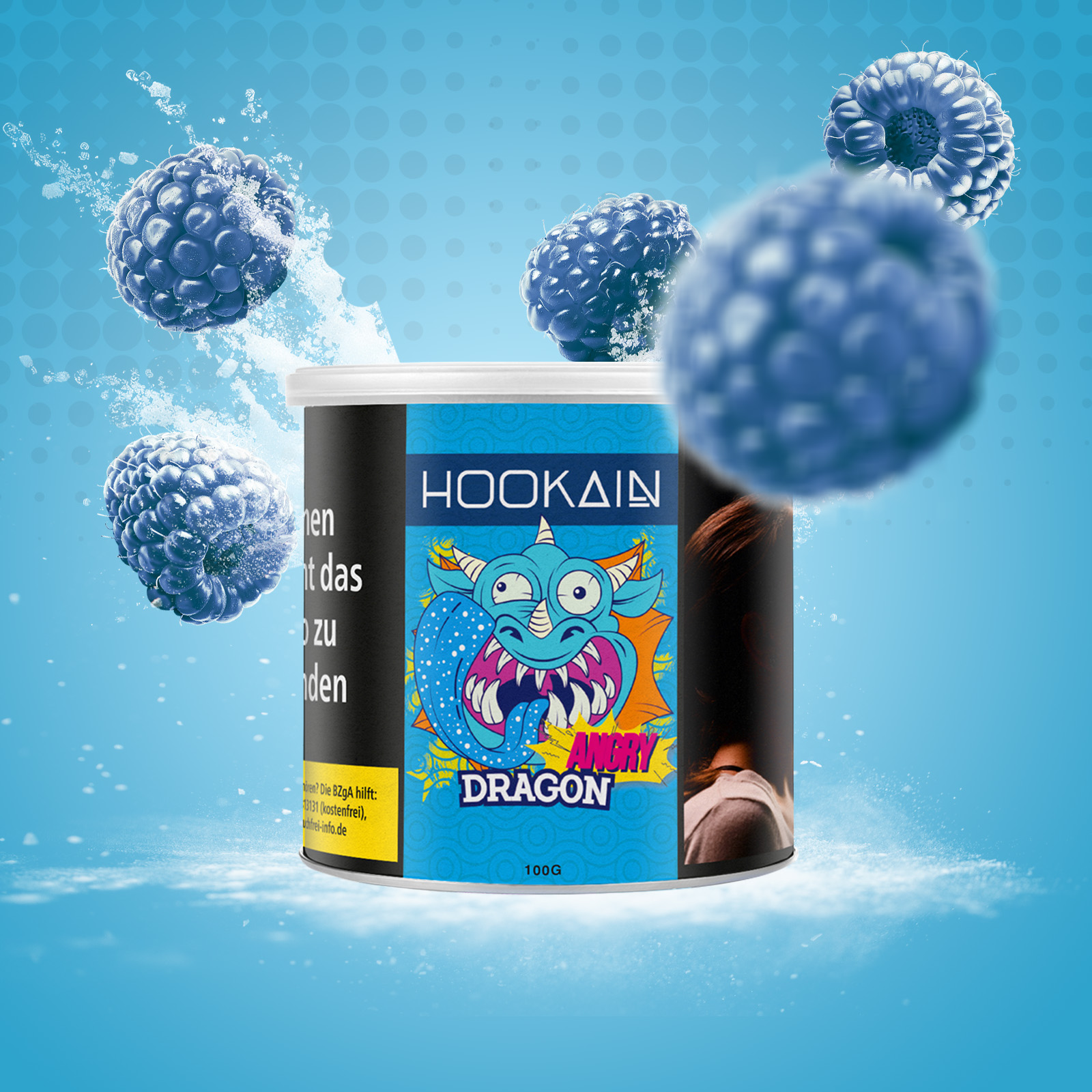 HOOKAIN Angry Dragon 100 g Shishatabak mit saurer Candy 1