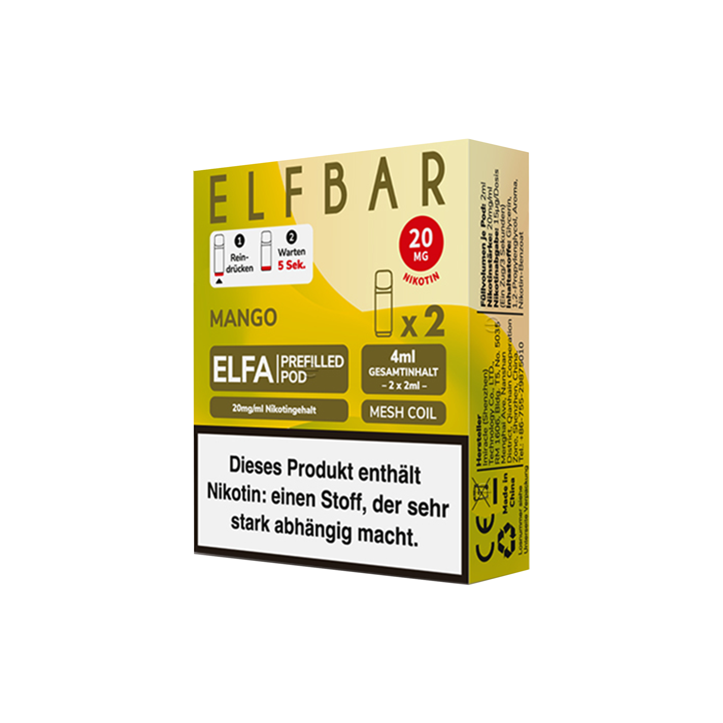 Elf Bar ELFA CP Prefilled Pod Mango | Neue Liquid Sorten1