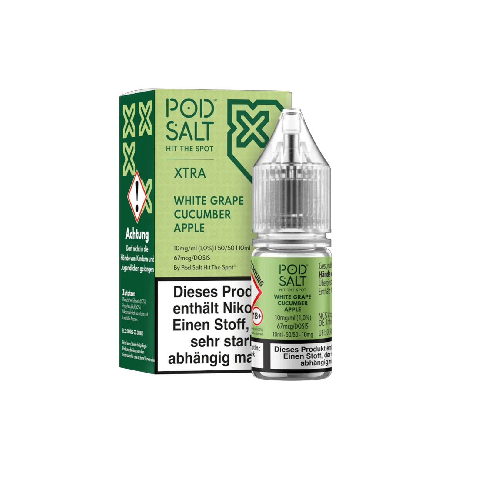 Pod Salt Xtra - E-Liquid - Nicotine Salt - White Grape Cucumber Apple - 10 ml - 10 mg
