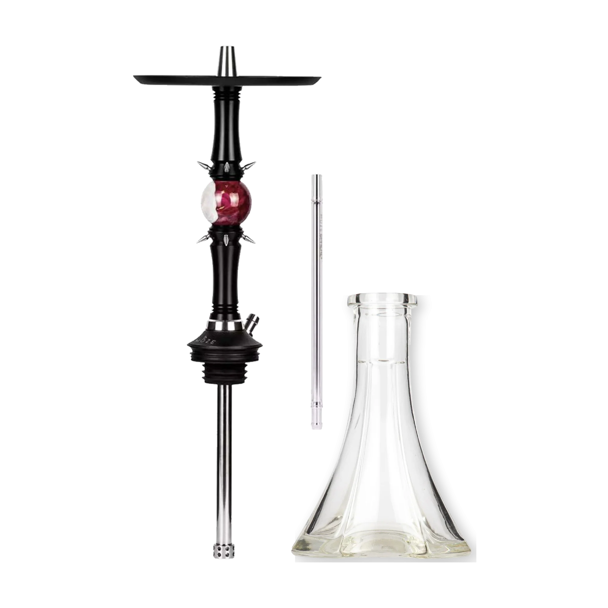 Moze Sphere 2 Shiny Callisto, Mundst&uuml;ck und klare Moze Neo Lux Steckbowl freigestellt nebeneinander