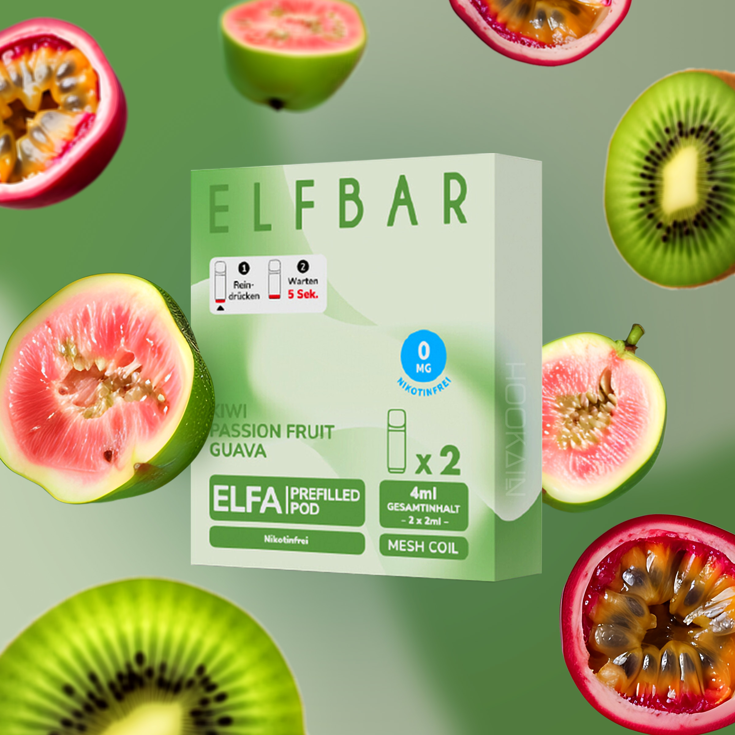 Elf Bar ELFA CP Kiwi Passion Fruit Guava Nikotinfrei | Prefilled Pods günstig bestellen 3