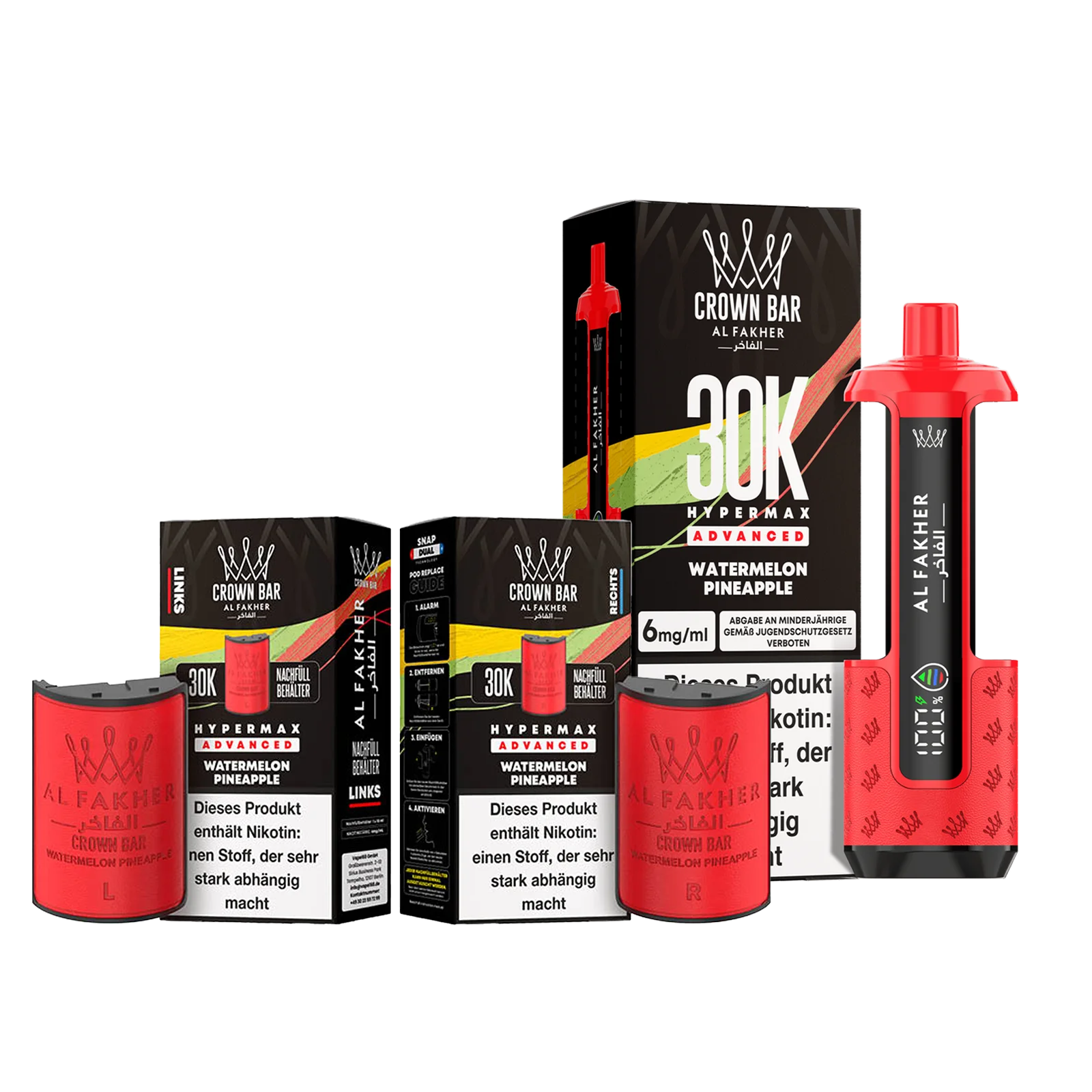 Al Fakher - Crown Bar - Hypermax - Advanced - 30K - Watermelon Pineapple 1
