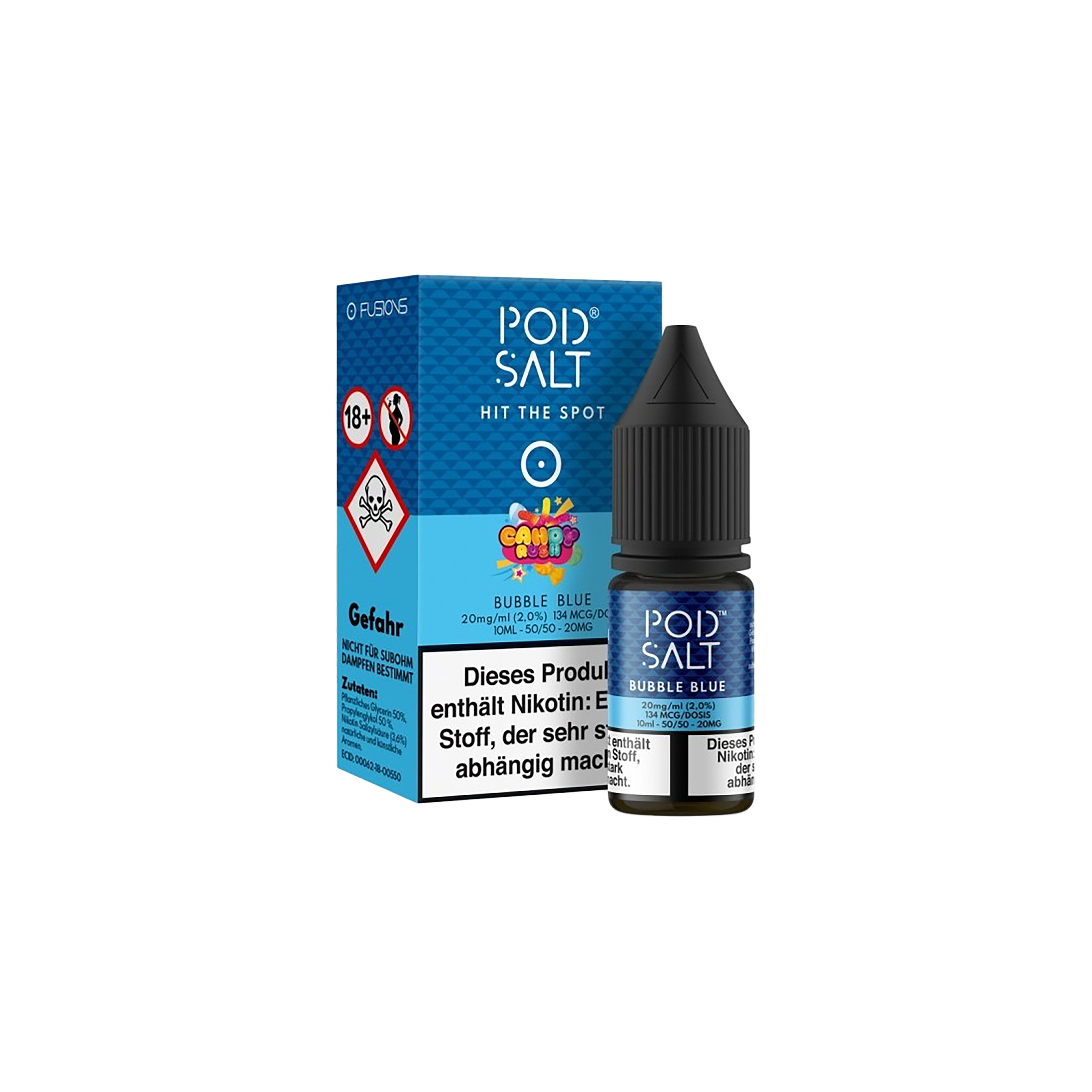 Pod Salt Fusion - E-Liquid - NicSalt - Bubble Blue - 10 ml - 20 mg