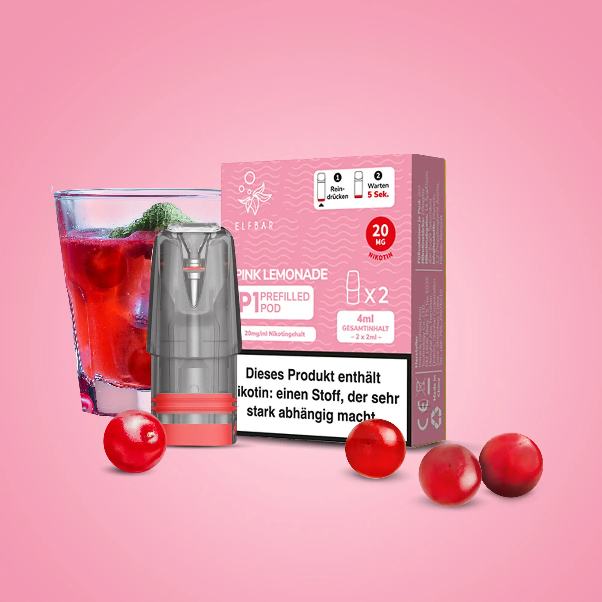 Elf Bar Mate 500 P1 Pink Lemonade Prefilled Pod | Online bestellen 1