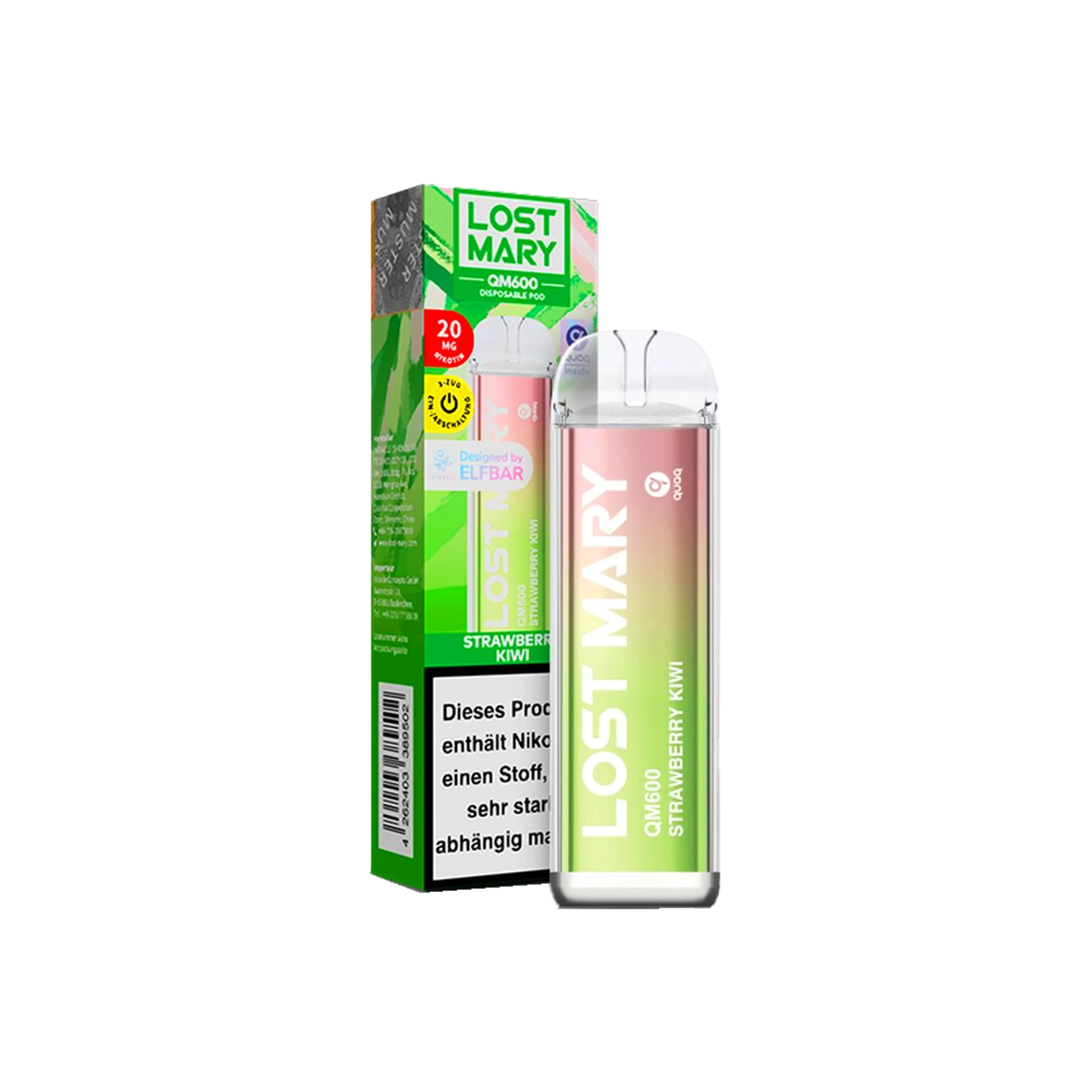 Lost Mary - QM600 - Strawberry Kiwi - Vapestick - 20 mg | Alle neuen Sorten günstig online kaufen - Hookain E-Shisha Onlineshop