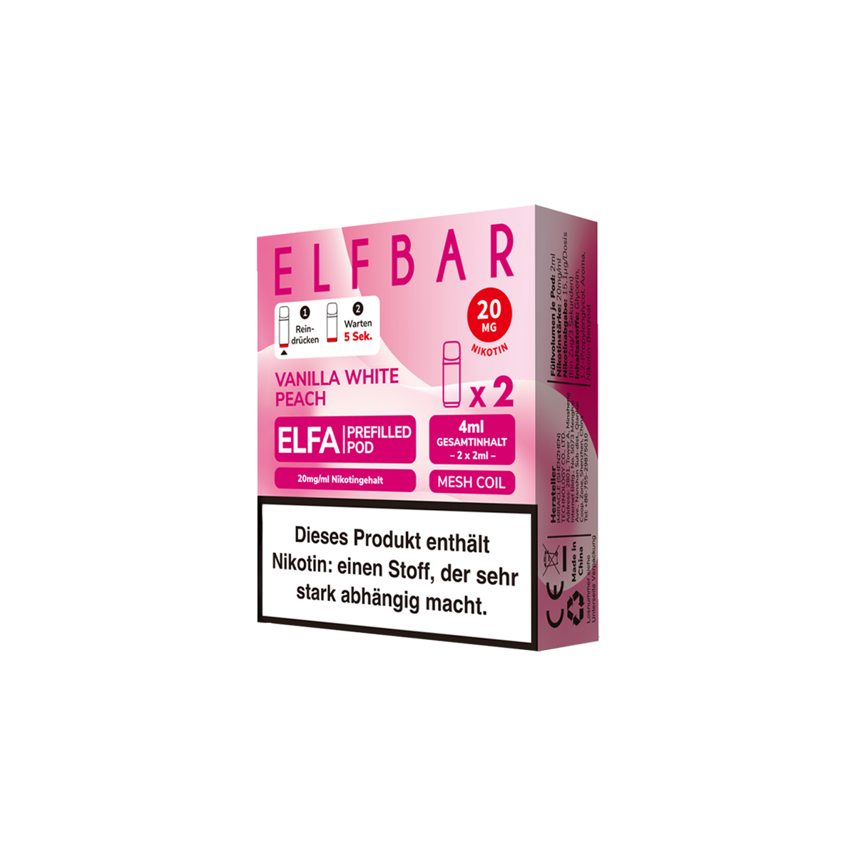 Elf Bar - ELFA - Prefilled Pod - Vanilla White Peach1-1-1-1
