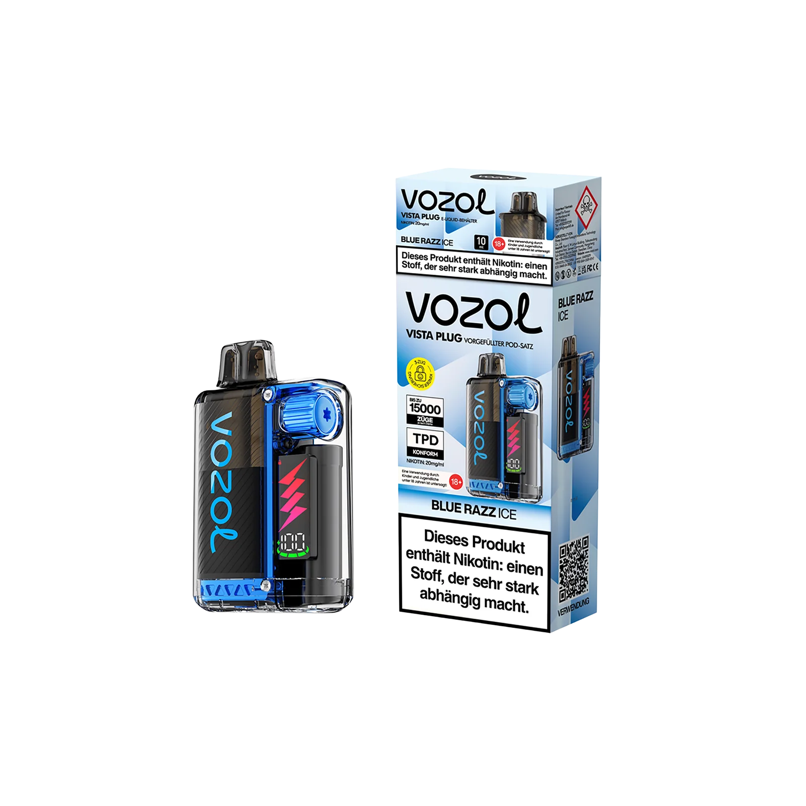 Vozol Vista Plug Blue Razz Ice Starterkit – bis 15.000 Züge - 1
