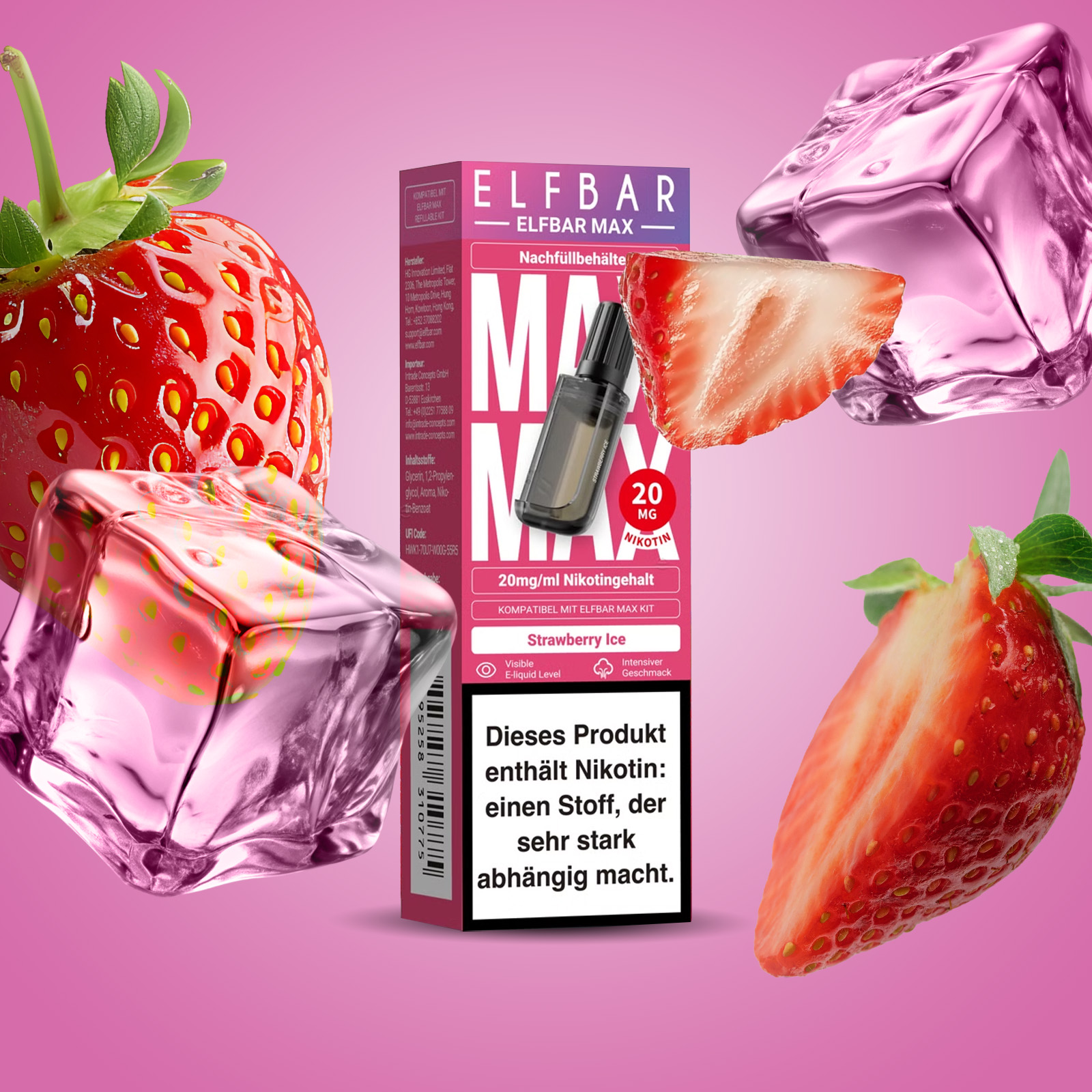 Elf Bar - Max - Pod - Strawberry Ice - 20 mg 1
