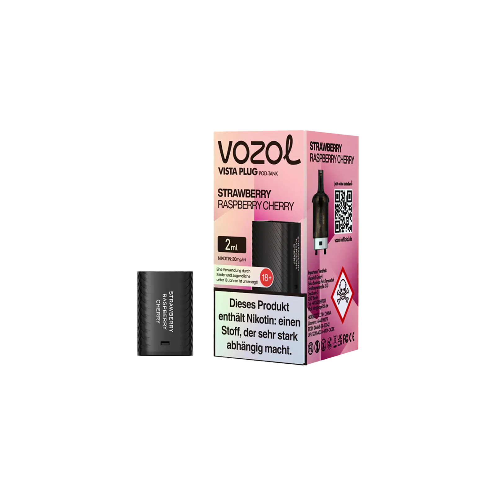 Vozol Vista Plug Verdampfer Pod 2ml – Strawberry Raspberry Cherry