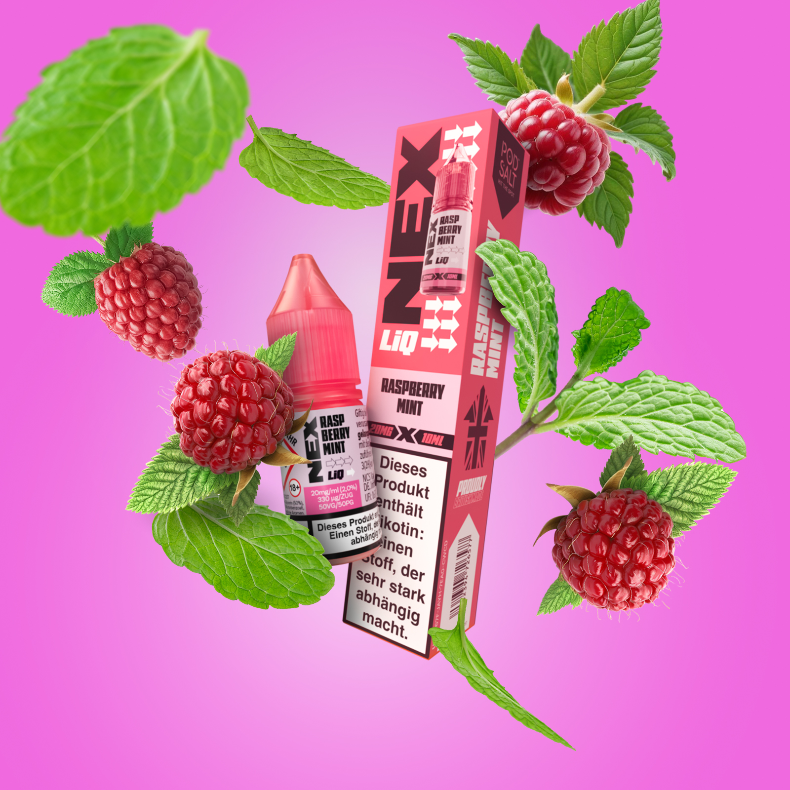 NexLiq - Pod Salt- NicSalt - 10 ml 20 mg Raspberry Mint 1