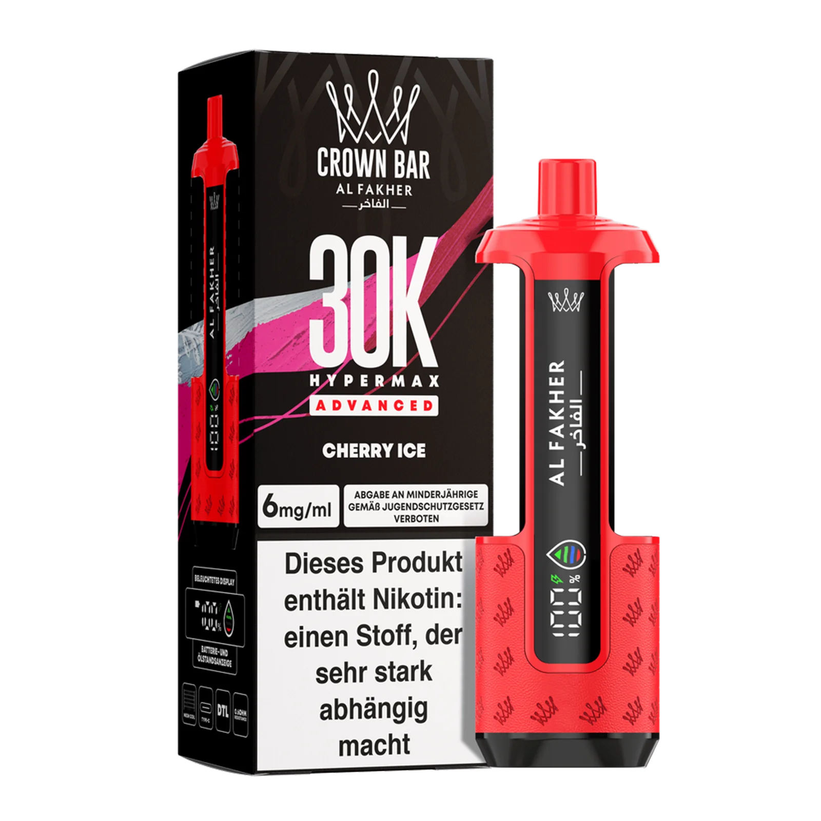 Al Fakher - Crown Bar - Hypermax - Advanced - 30K - Cherry Ice 2 Al Fakher - Crown Bar - Hypermax - Advanced - 30K - Cherry Ice 2