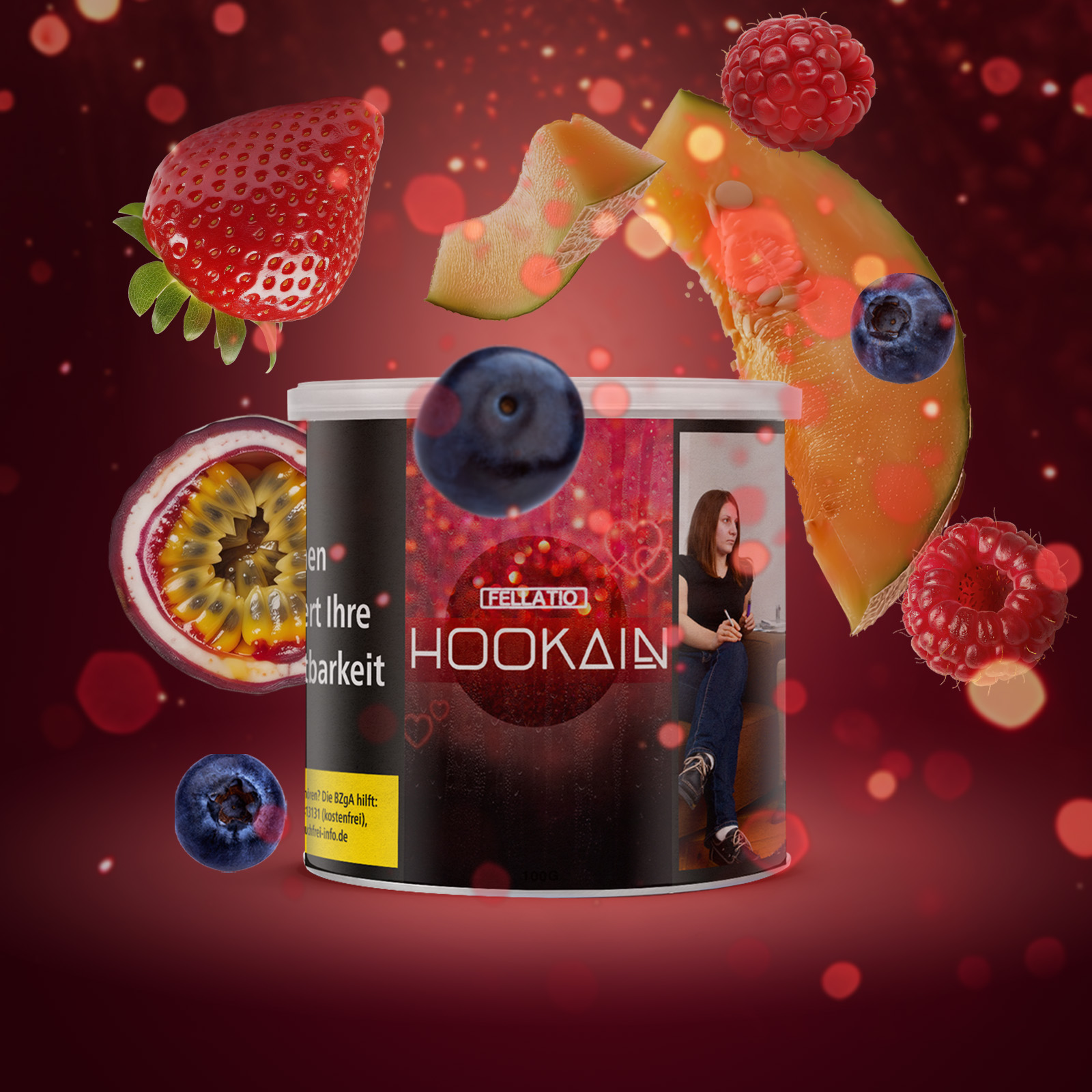 HOOKAIN Fellatio 100 g Shisha Tabak mit saftig s&uuml;&szlig;em Smoke 1