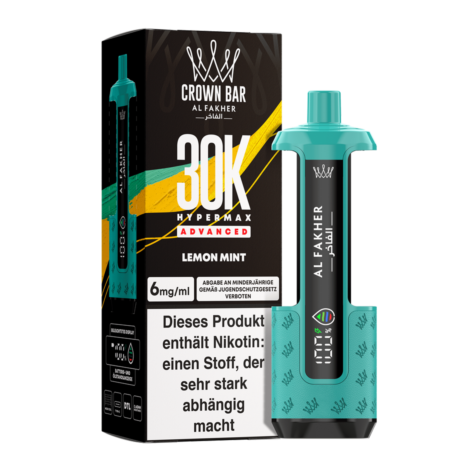 Al Fakher - Crown Bar - Hypermax - Advanced - 30K - Lemon Mint 2