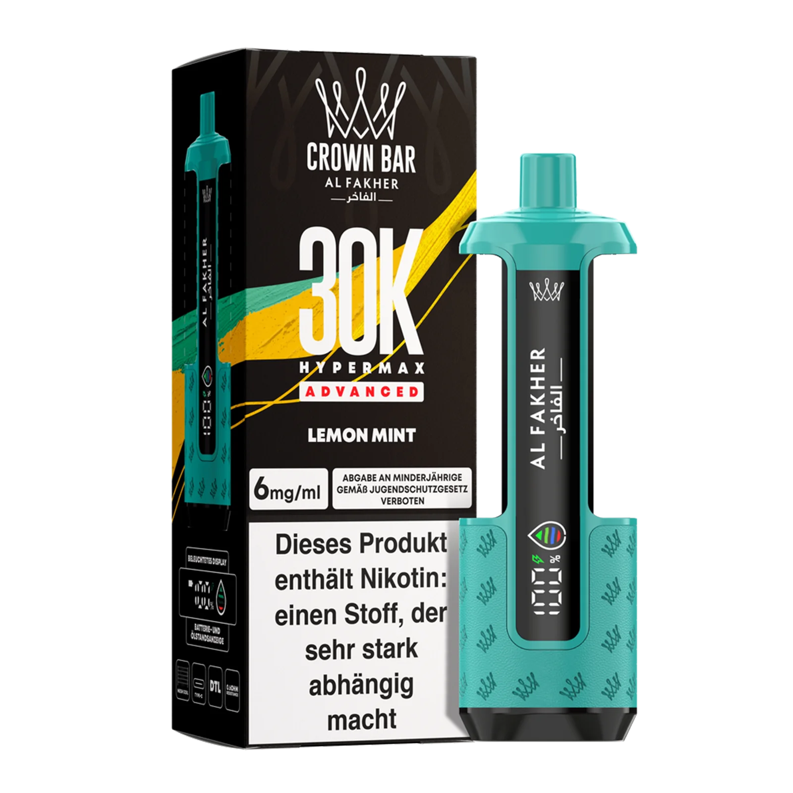 Al Fakher - Crown Bar - Hypermax - Advanced - 30K - Lemon Mint 2