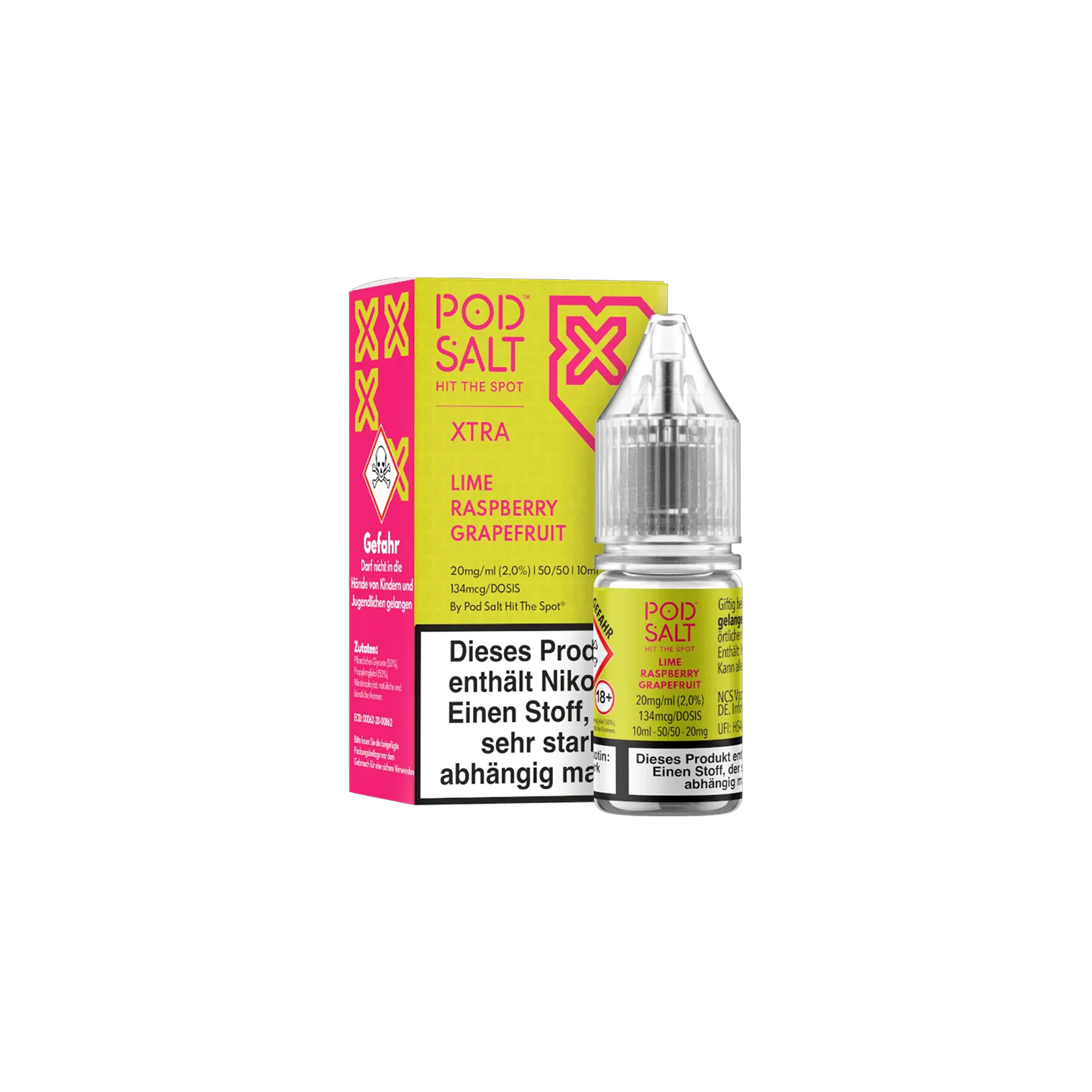 Pod Salt Xtra Nikotinsalz E-Liquid Lime Raspberry Grapefruit 10 ml mit 20 mg g&uuml;nstig bestellen 2