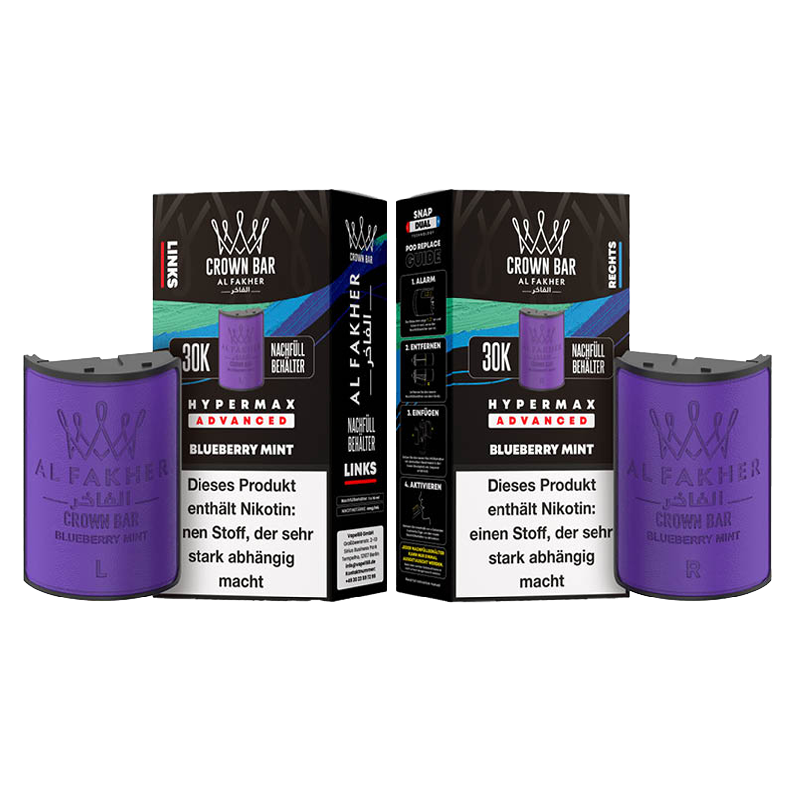 Al Fakher - Crown Bar - Hypermax - Advanced - 30K - Blueberry Mint 3