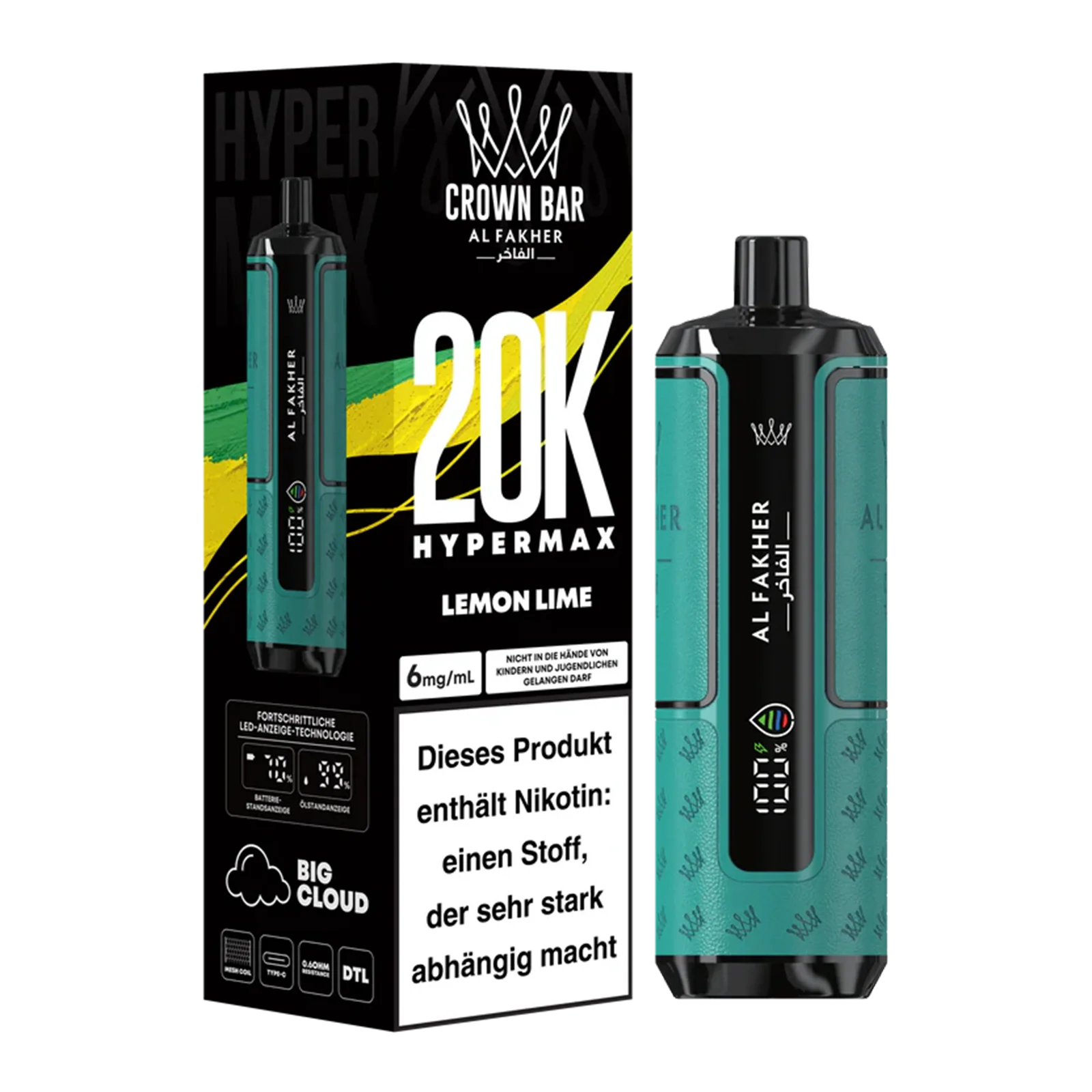 Al Fakher - Crown Bar - Hypermax - 20k - Lemon Lime 2 Al Fakher - Crown Bar - Hypermax - 20k - Lemon Lime 2