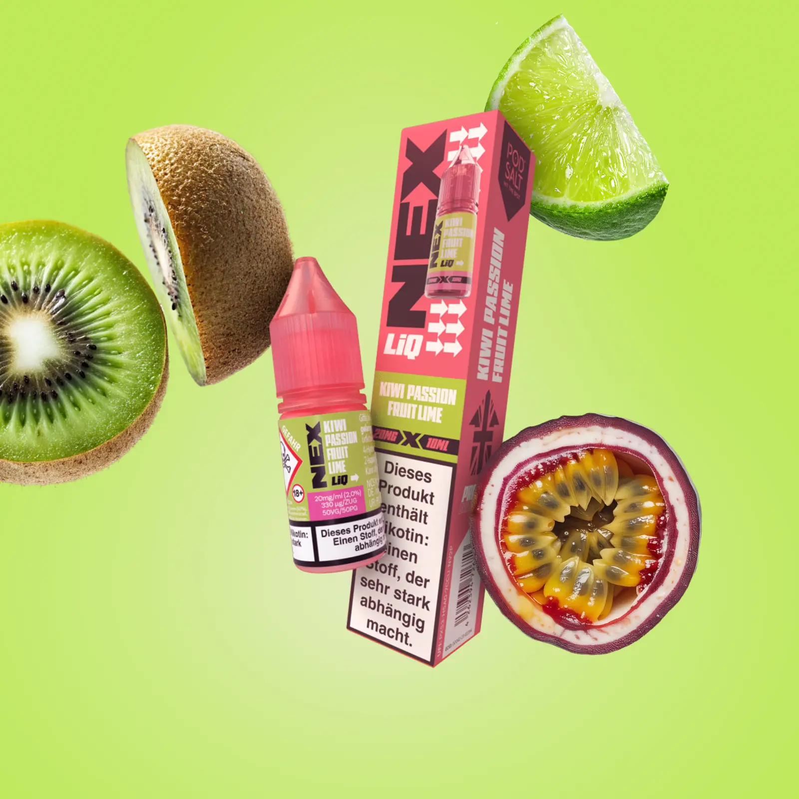 NexLiq - Pod Salt- NicSalt - 10 ml 20 mg Kiwi Passionfruit Lime 1