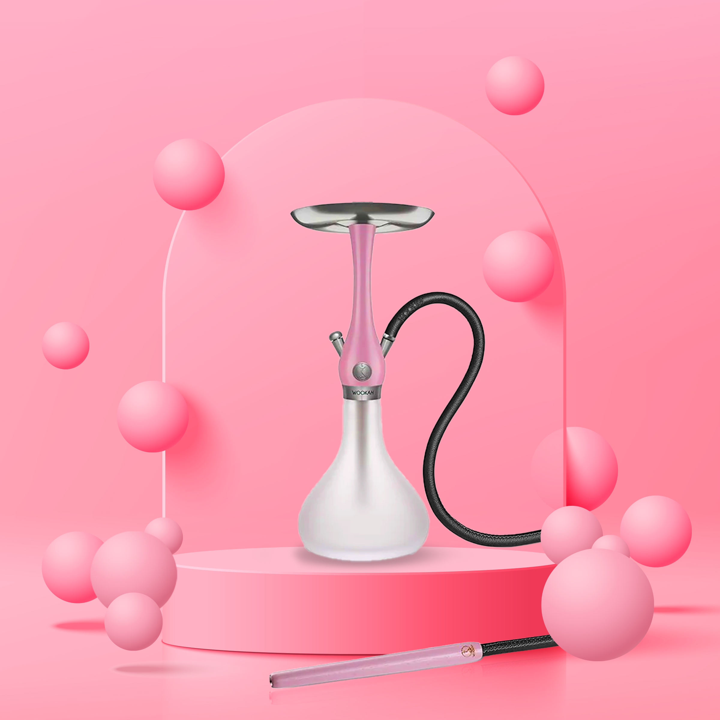 WOOKAH Mini Misty Mauve Komplettset &ndash; Exklusives Shisha Bundle mit Holzmundst&uuml;ck & Lederschlauch 1