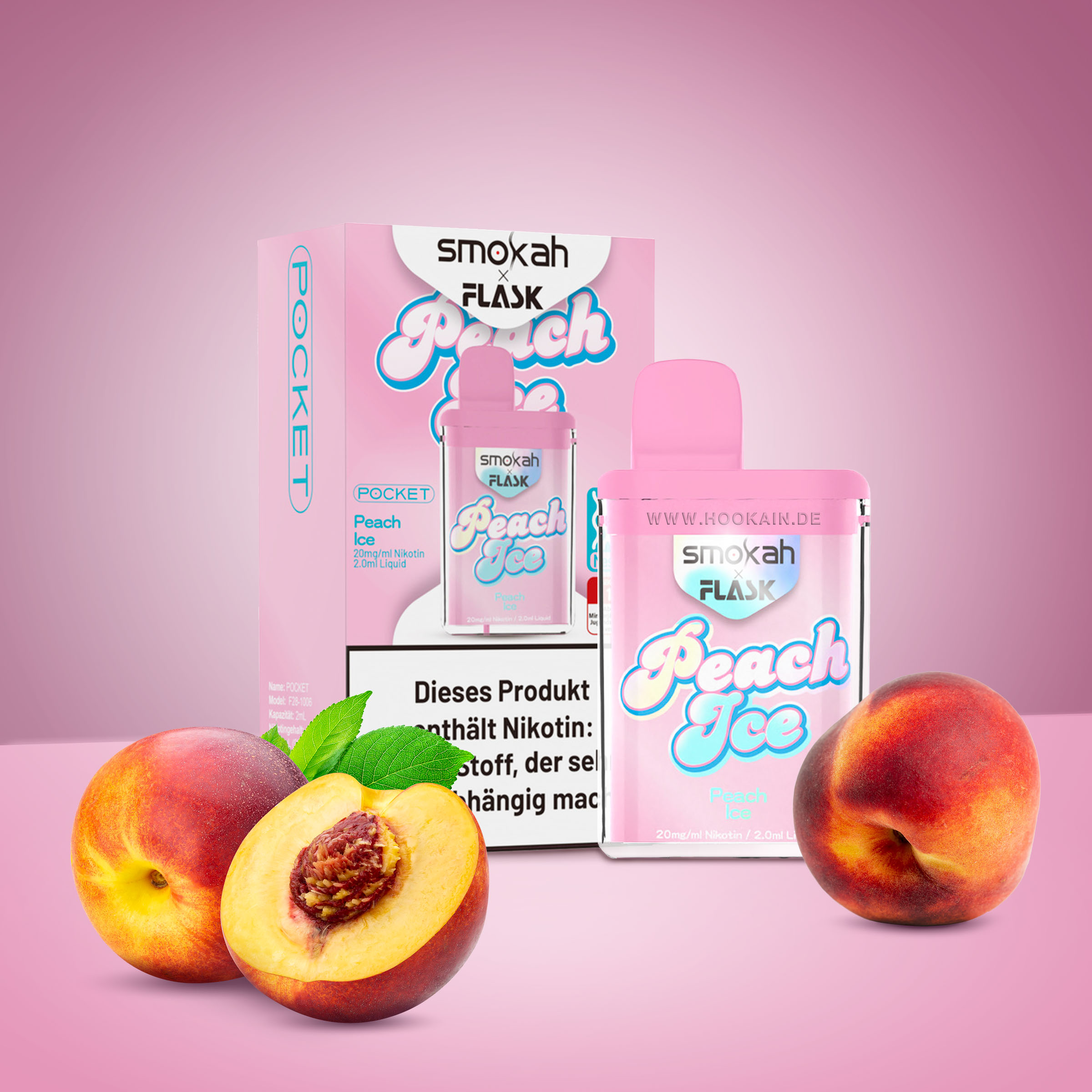 Smokah - Flask - Peach Ice - Vapestick | Alle neuen Sorten g&uuml;nstig online kaufen - Hookain E-Shisha Onlineshop 1