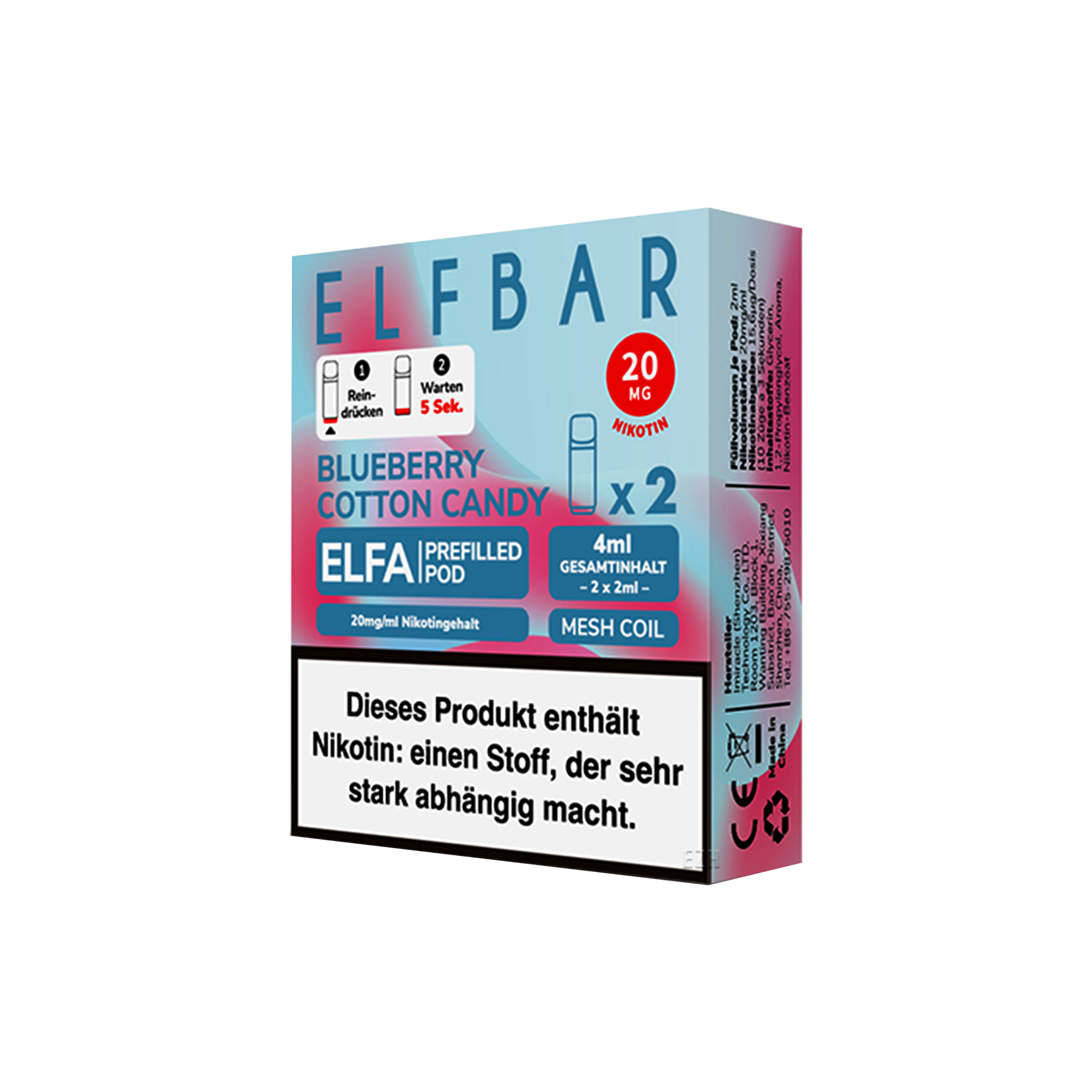 Elf Bar ELFA Prefilled Pod Blueberry Cotton Candy | Neue Liquid Sorten