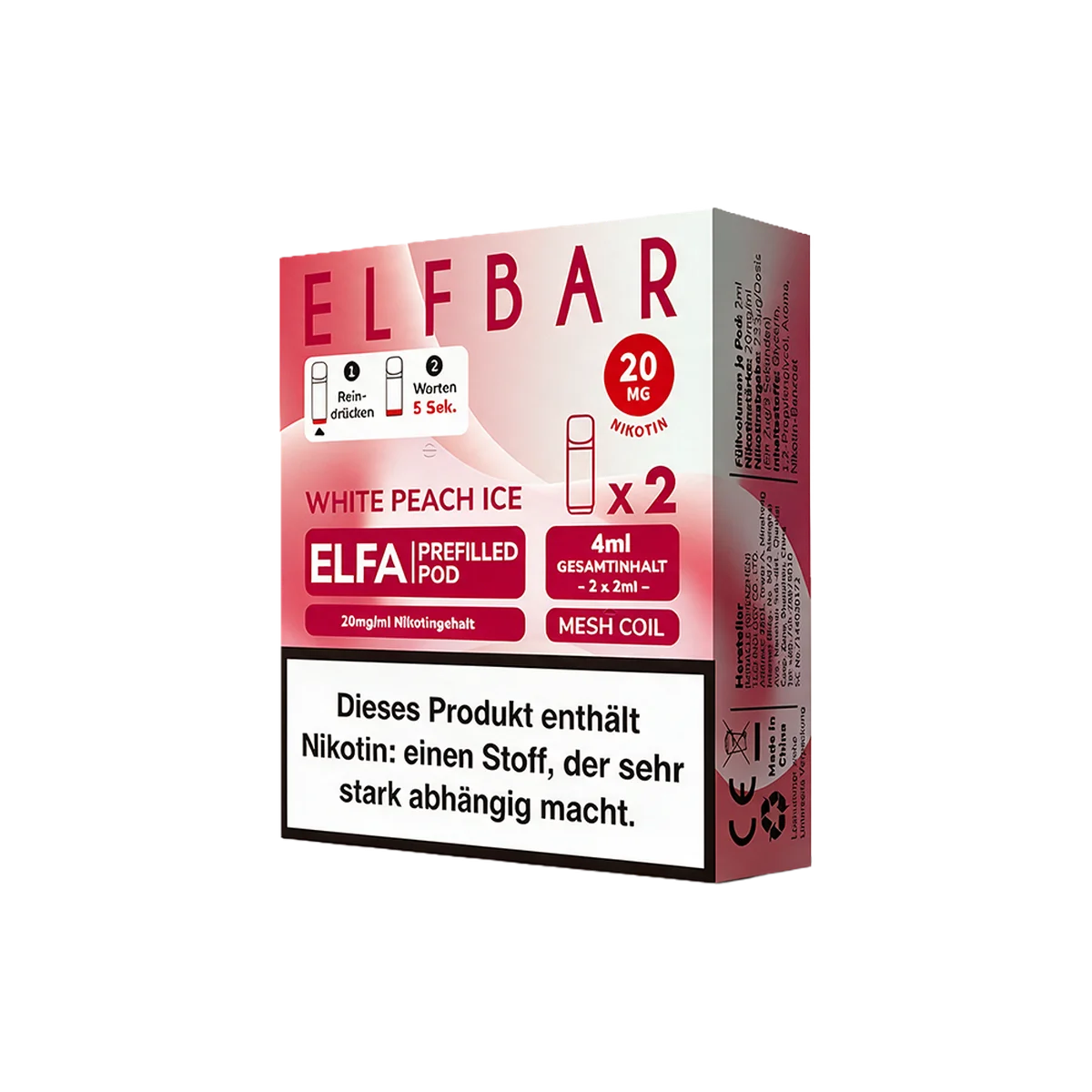Elf Bar - ELFA - Prefilled Pod - White Peach Ice1